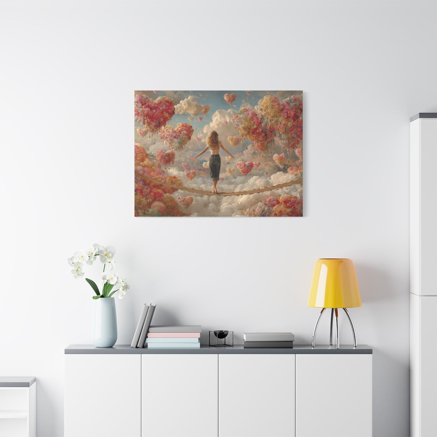 Heart-themed Artwork - Canvas & Poster Prints, Dreamy Heart Cloud Landscape, Whimsical Nursery Decor, Kids Room Wall Art, Girls' Room Art, Baby Girl Gift