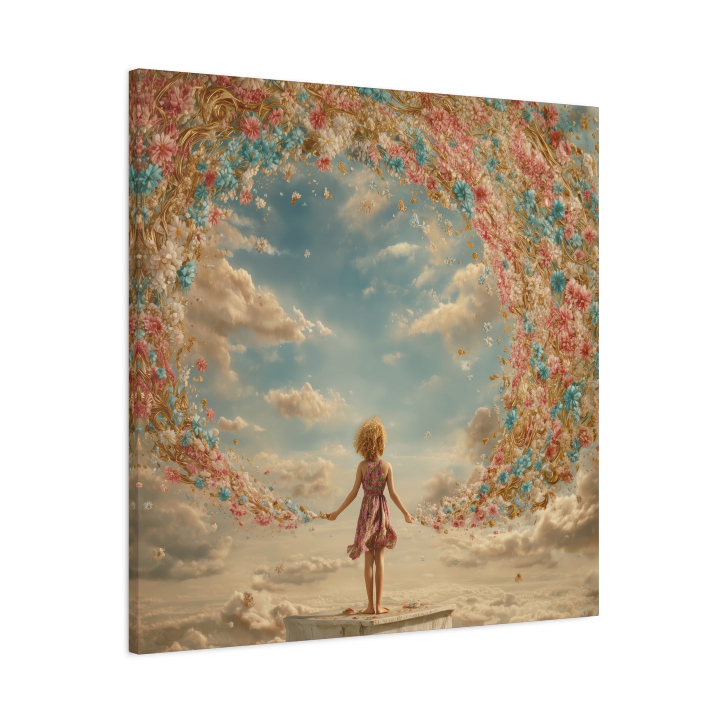 Little Girl with Flowers Art - Canvas & Poster Print, Kids Room Wall Art, Girls' Room, Children's room Decor, Baby Girl Gift, Dreamy Decor