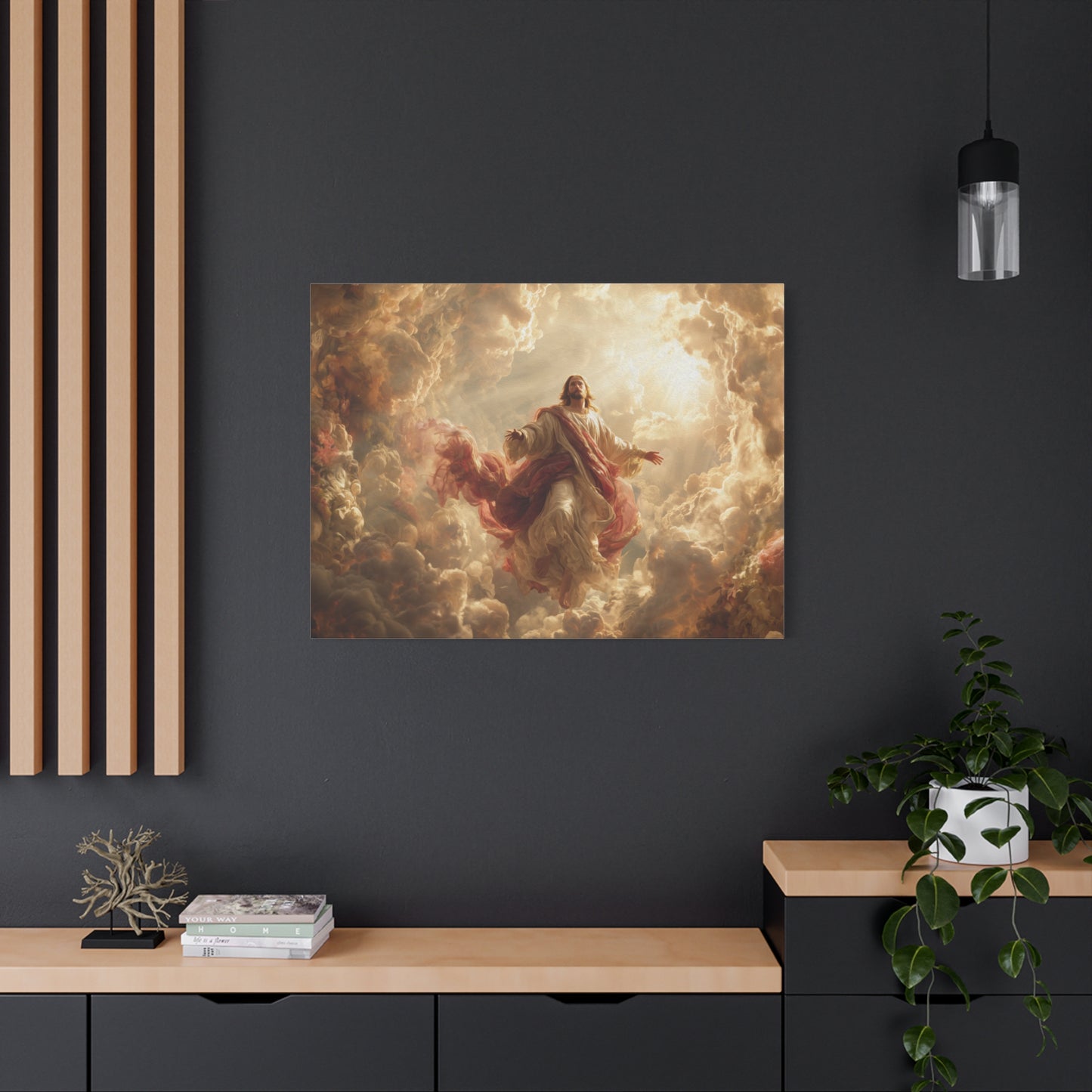 Power of Jesus Heavenly Art - Canvas & Poster, Jesus Descends in Clouds, Spiritual Wall Decor, Religious Home Decor, Faith-Based Art