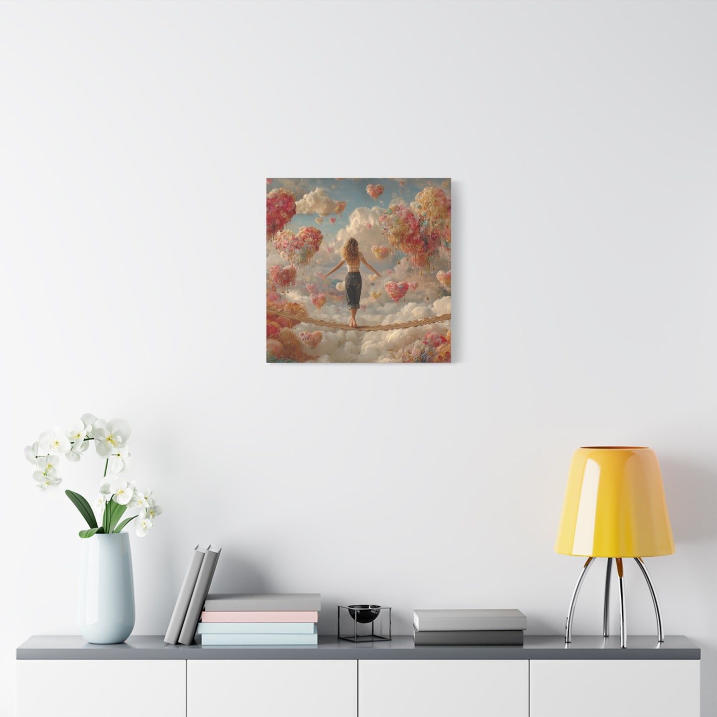 Heart-themed Artwork - Canvas & Poster Prints, Dreamy Heart Cloud Landscape, Whimsical Nursery Decor, Kids Room Wall Art, Girls' Room Art, Baby Girl Gift