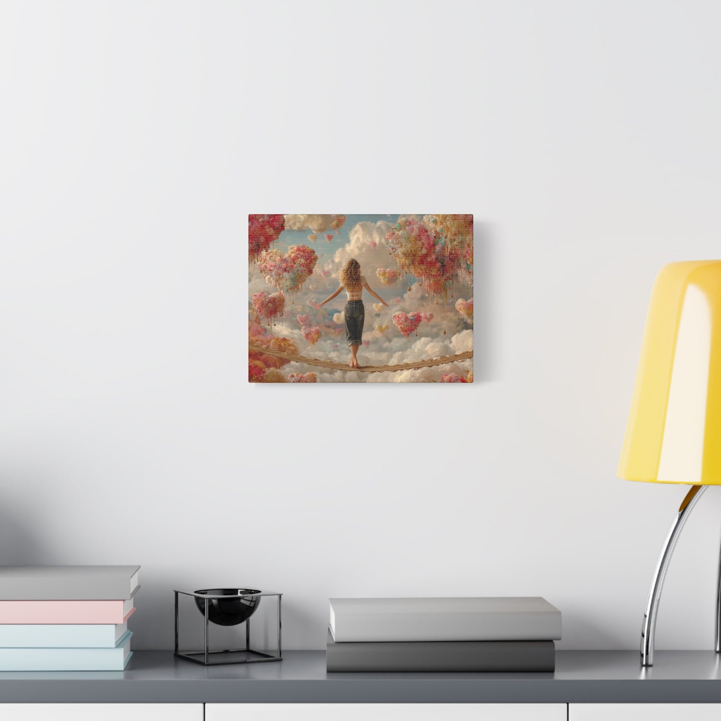 Heart-themed Artwork - Canvas & Poster Prints, Dreamy Heart Cloud Landscape, Whimsical Nursery Decor, Kids Room Wall Art, Girls' Room Art, Baby Girl Gift