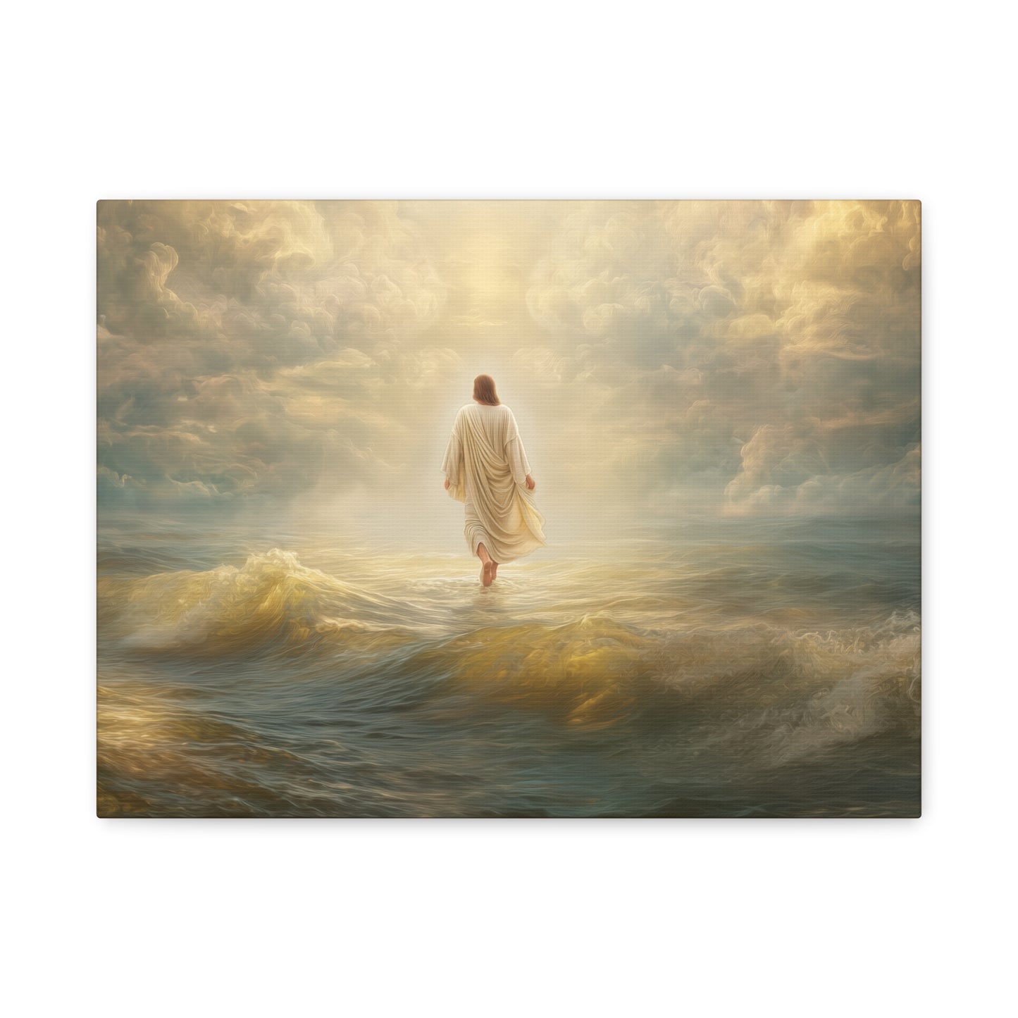 Jesus Walking on Water - Canvas & Poster Print, Spiritual Wall Decor, Divine Light Modern Canvas Art, Religious Decor, Faith-Based Art, Christian Gift