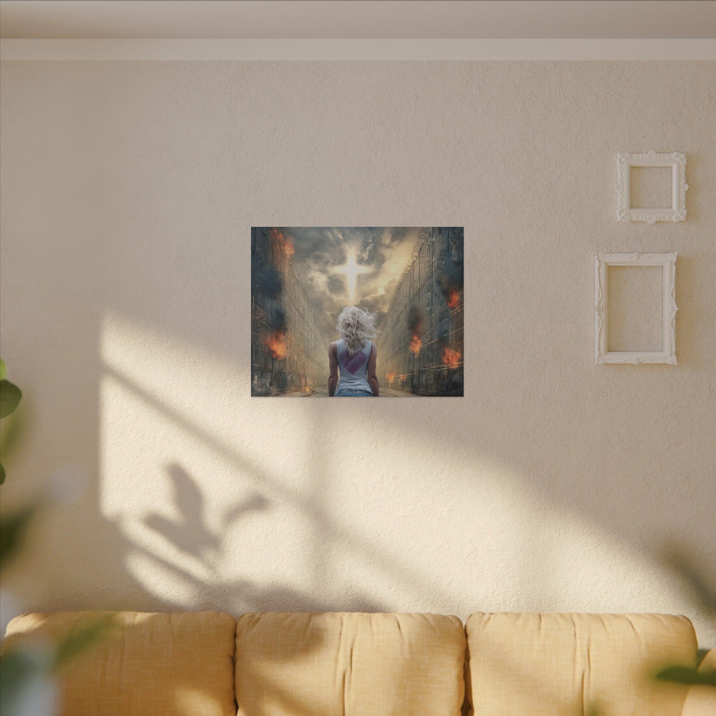 Walking through Hell for Love - Wall Art -Canvas and Poster Print, Christian Home Decor, Christian Art, Spiritual Gift, Modern Artwork