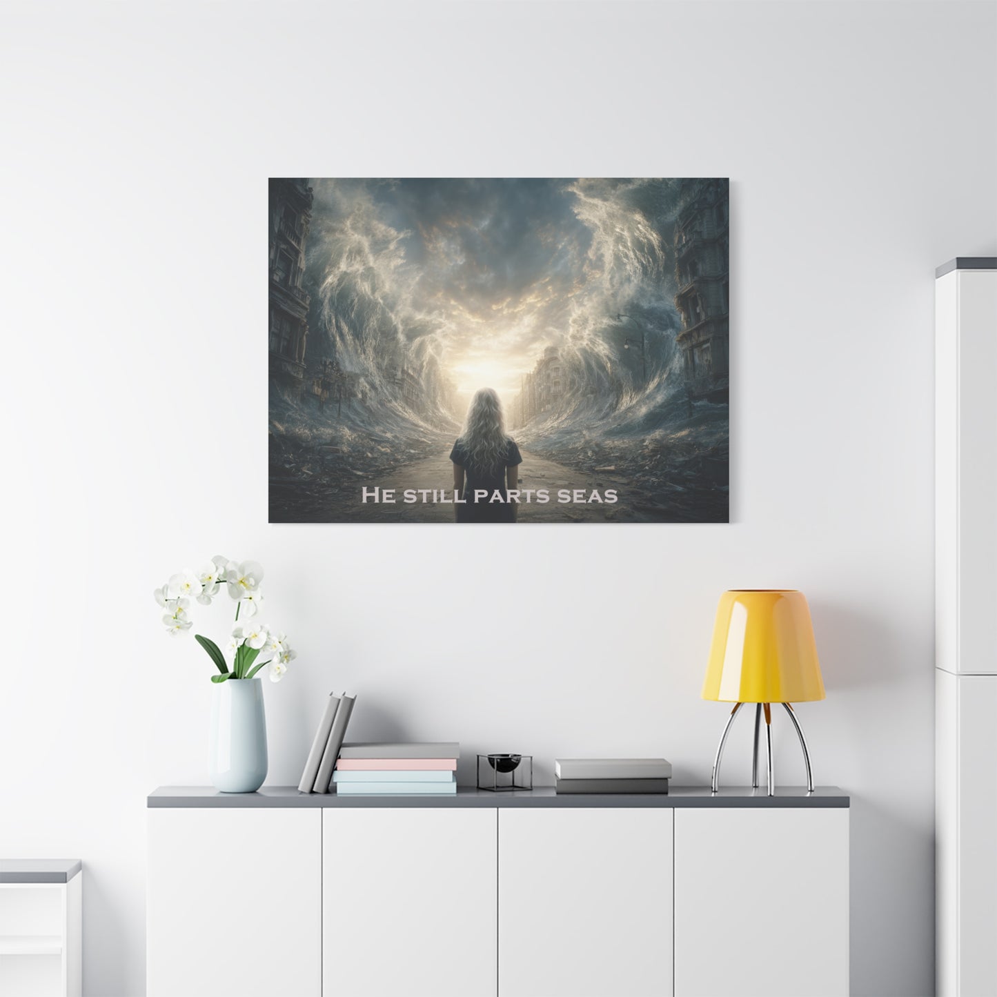 Moses Parting Red Sea Artwork - Canvas & Poster Print, Motivational Christian Art, Religious Decor, Spiritual Wall Art, Modern Christian Home Decor, Faith-Based Gift