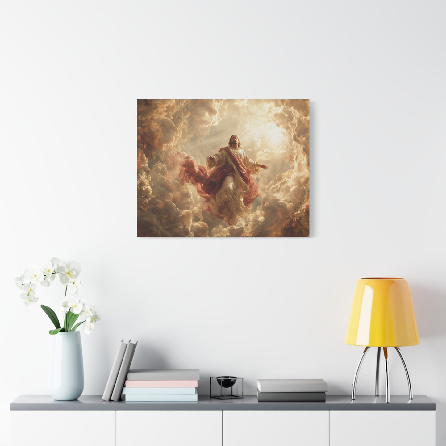 Power of Jesus Heavenly Art - Canvas & Poster, Jesus Descends in Clouds, Spiritual Wall Decor, Religious Home Decor, Faith-Based Art