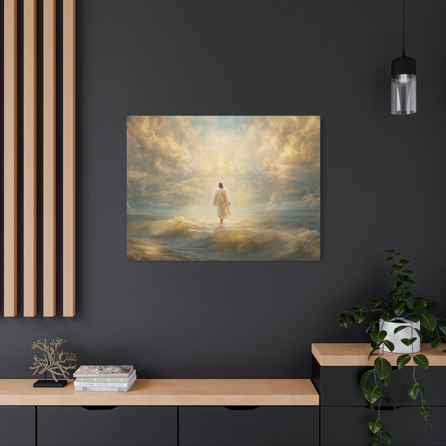 Jesus Walking on Water - Canvas & Poster Print, Spiritual Wall Decor, Divine Light Modern Canvas Art, Religious Decor, Faith-Based Art, Christian Gift