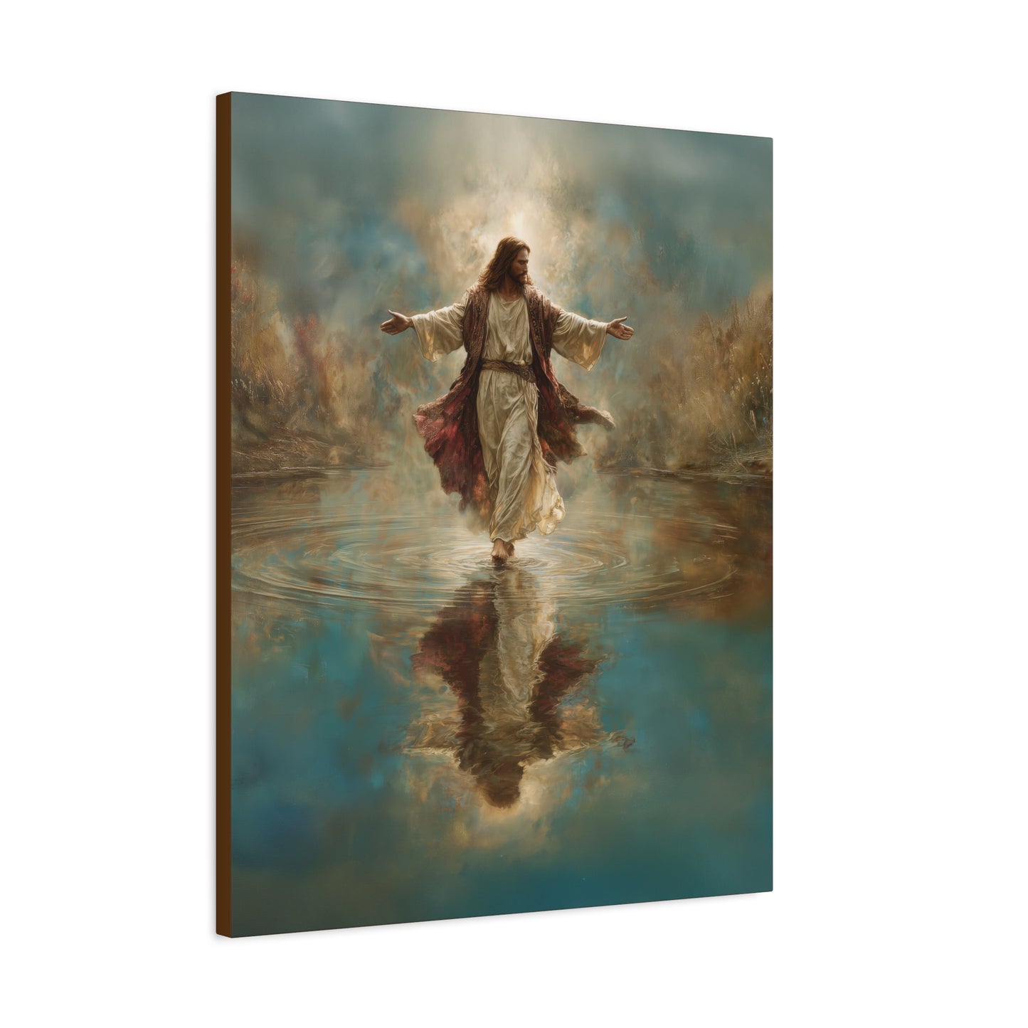 Jesus Walking on Water - Canvas & Poster Prints, Spiritual Wall Decor, Divine Light Modern Canvas Art, Religious Decor, Faith-Based Art, Christian Gift
