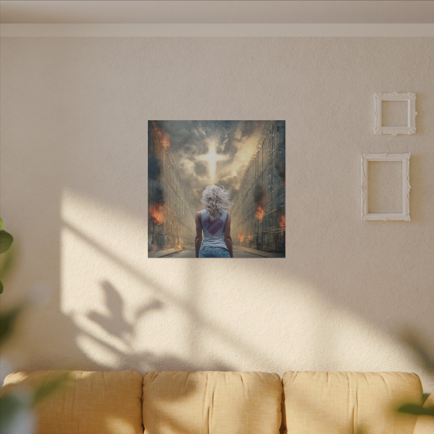 Walking through Hell for Love - Wall Art -Canvas and Poster Print, Christian Home Decor, Christian Art, Spiritual Gift, Modern Artwork