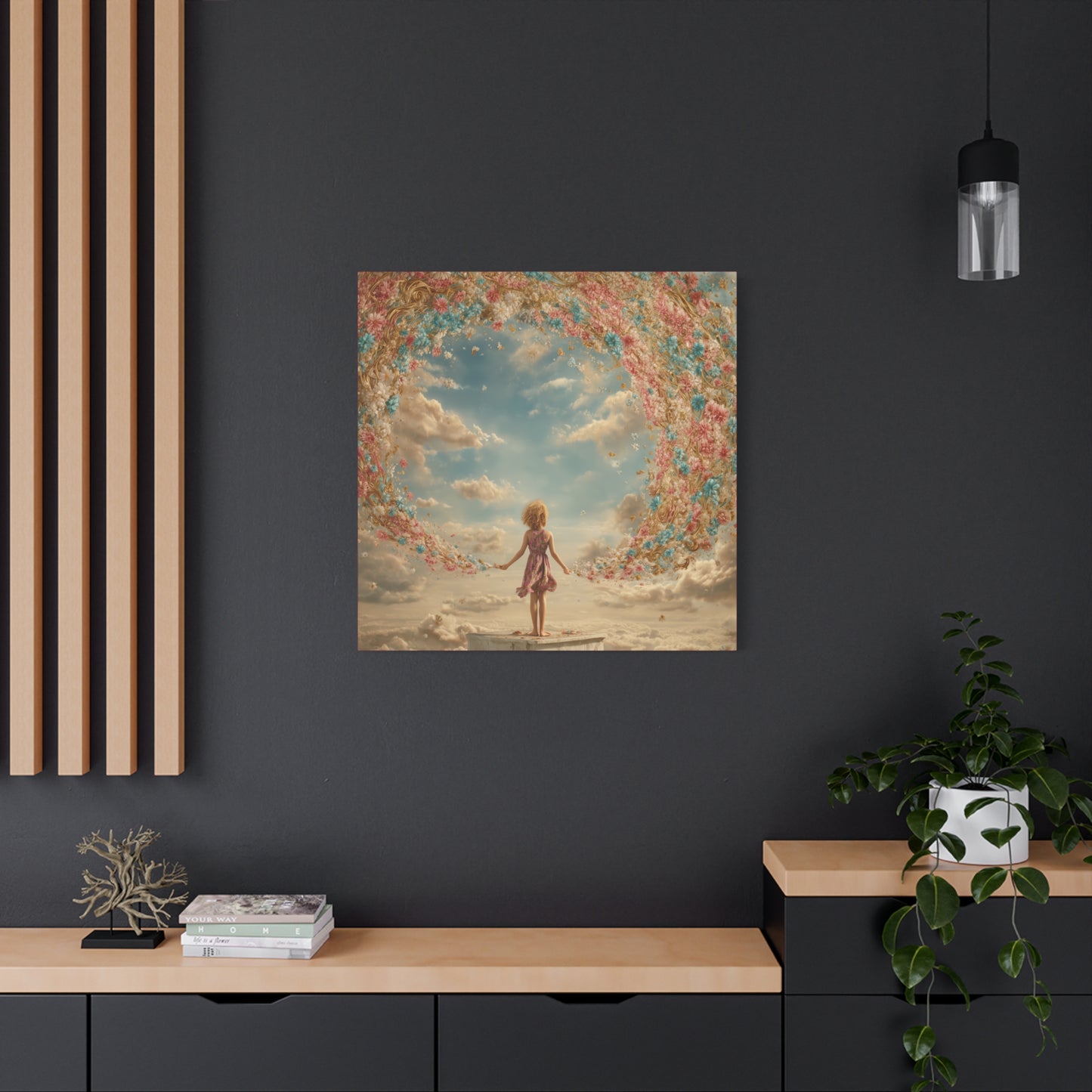 Little Girl with Flowers Art - Canvas & Poster Print, Kids Room Wall Art, Girls' Room, Children's room Decor, Baby Girl Gift, Dreamy Decor