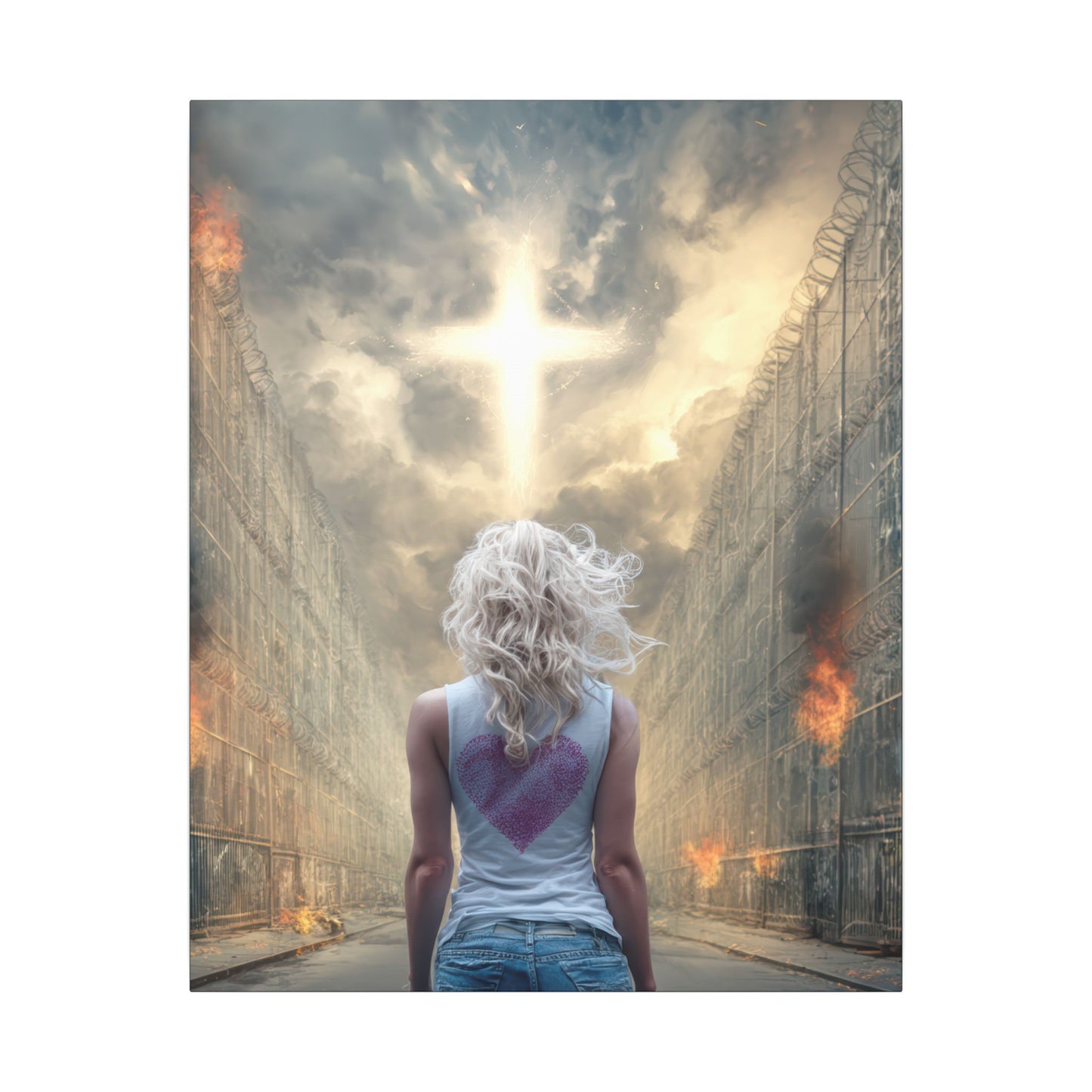 Walking through Hell for Love - Wall Art -Canvas and Poster Print, Christian Home Decor, Christian Art, Spiritual Gift, Modern Artwork