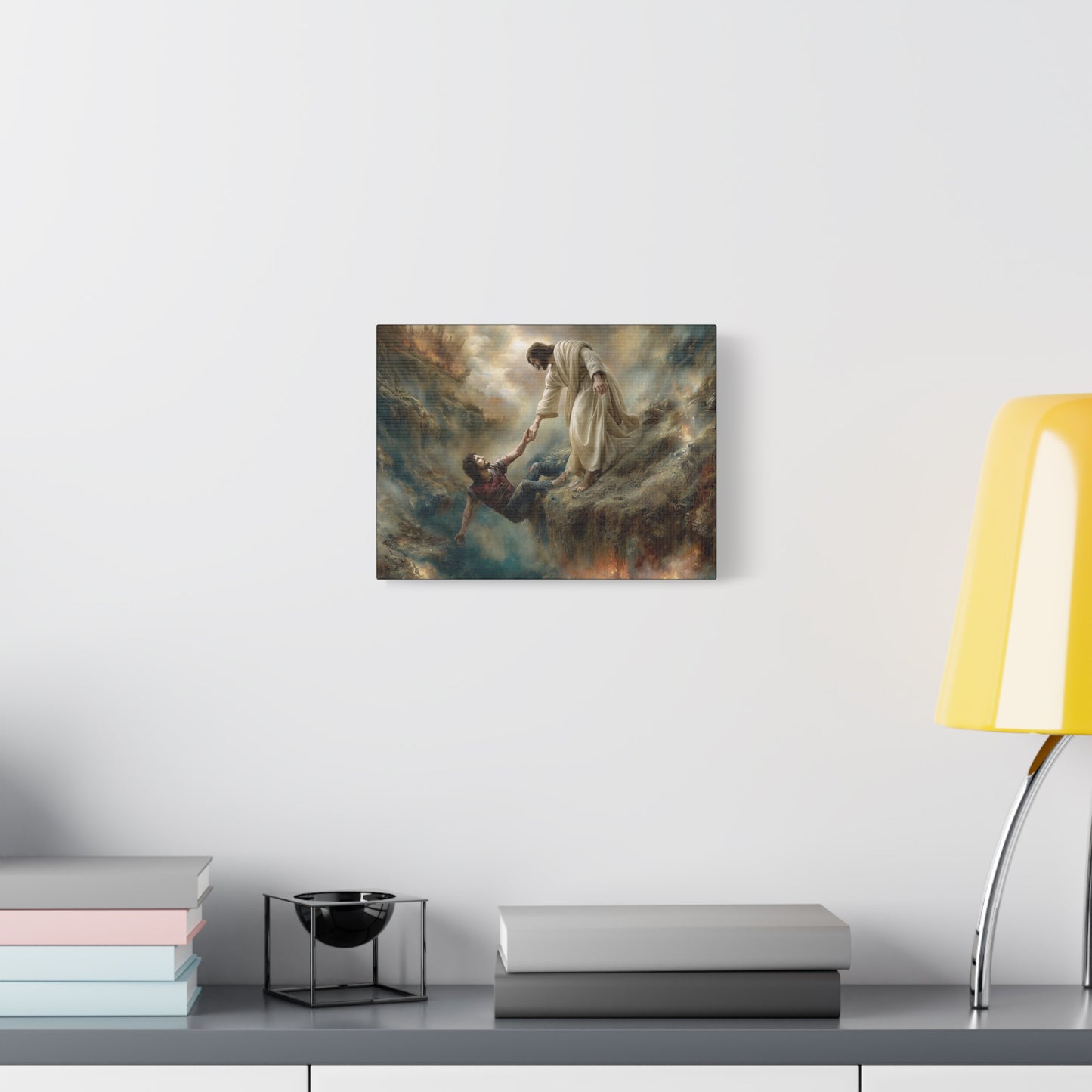Jesus Saving Man from Pit - Canvas and Poster Print, Faith-Based Decor, Spiritual Wall Art, Religious Gift, Christian Home Decor, Biblical Wall Hanging