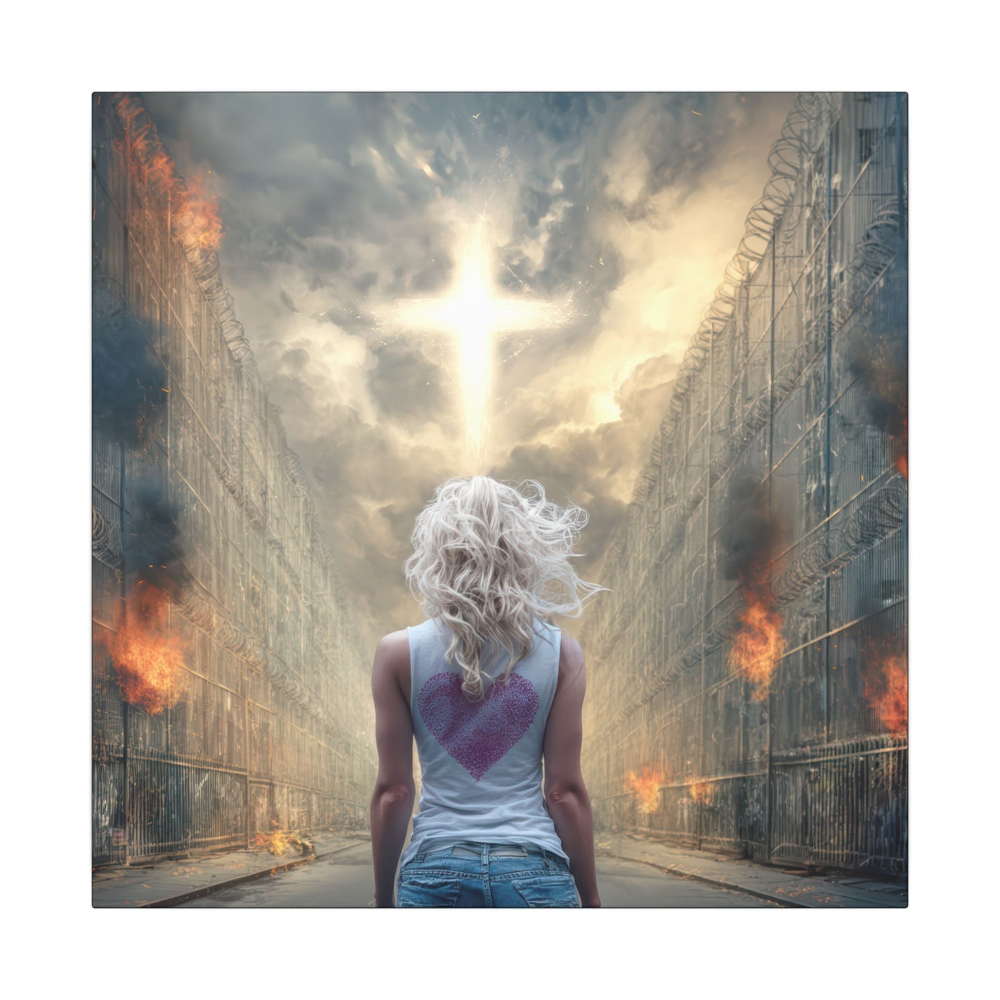 Walking through Hell for Love - Wall Art -Canvas and Poster Print, Christian Home Decor, Christian Art, Spiritual Gift, Modern Artwork