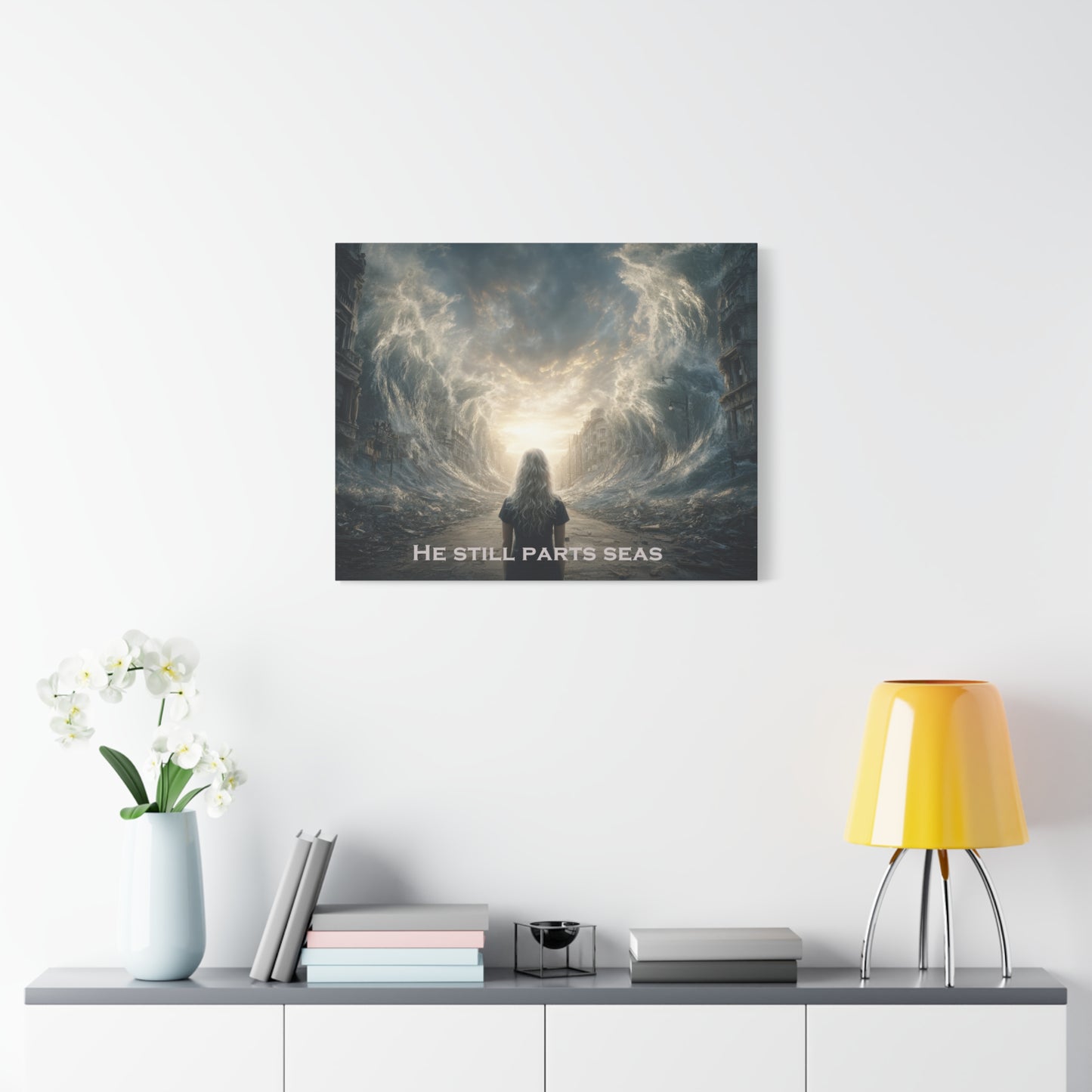 Moses Parting Red Sea Artwork - Canvas & Poster Print, Motivational Christian Art, Religious Decor, Spiritual Wall Art, Modern Christian Home Decor, Faith-Based Gift