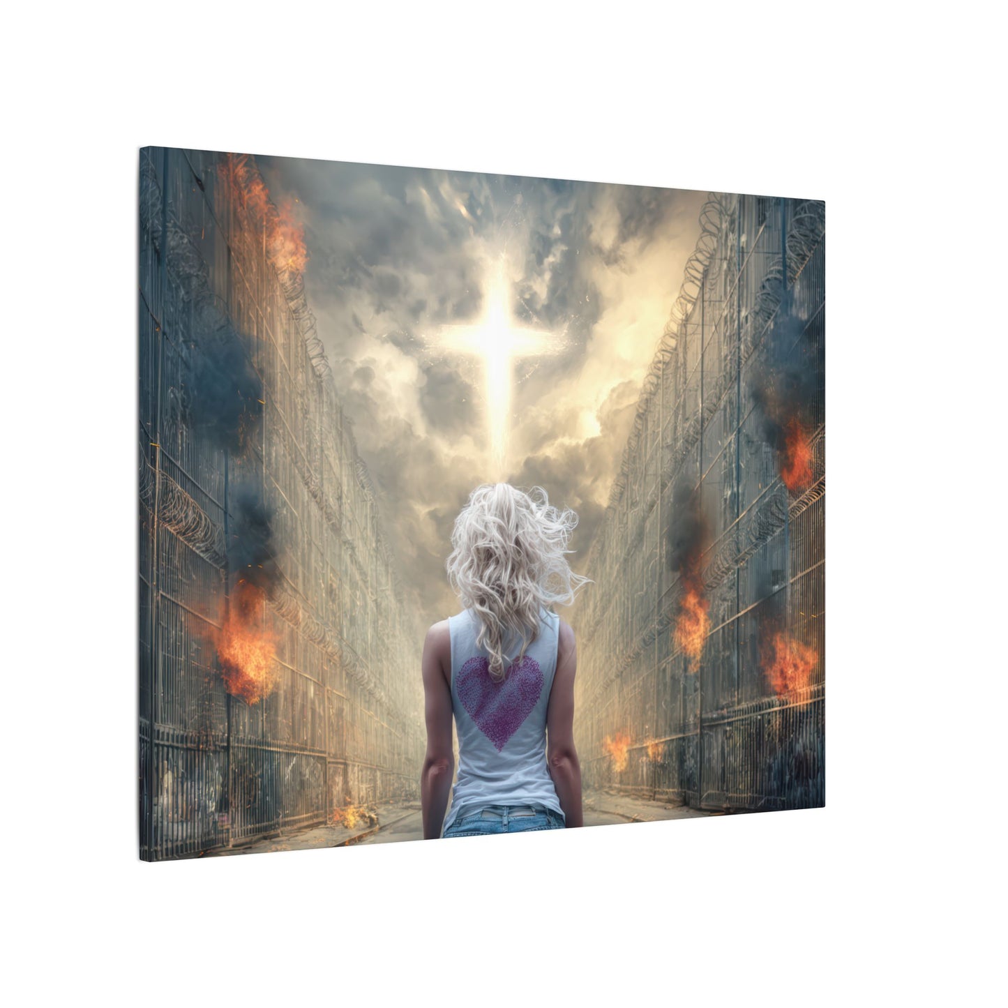 Walking through Hell for Love - Wall Art -Canvas and Poster Print, Christian Home Decor, Christian Art, Spiritual Gift, Modern Artwork