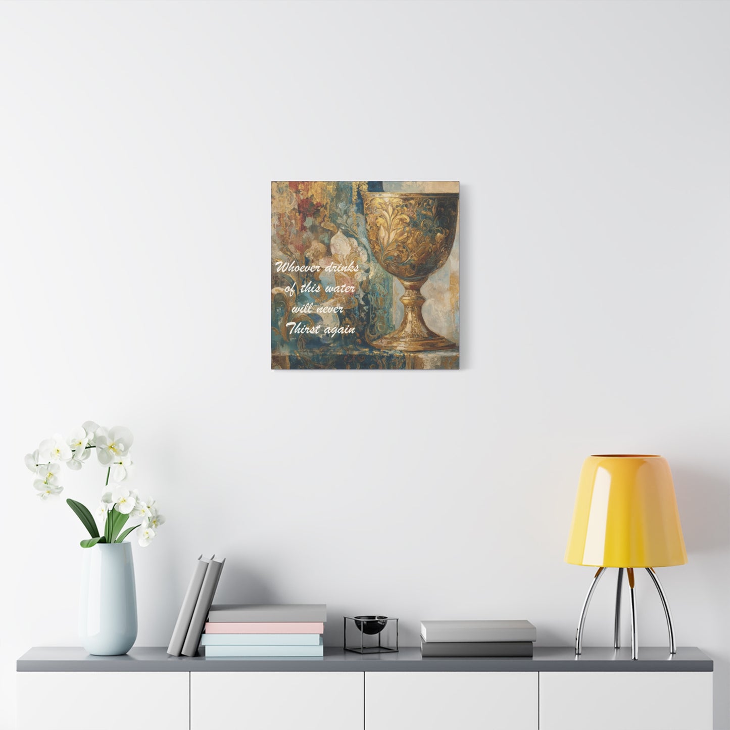 Bible Quote Art Print- Canvas and Poster, Jesus Chalice, Spiritual Home Decor, Faith-based artwork, Christian gift