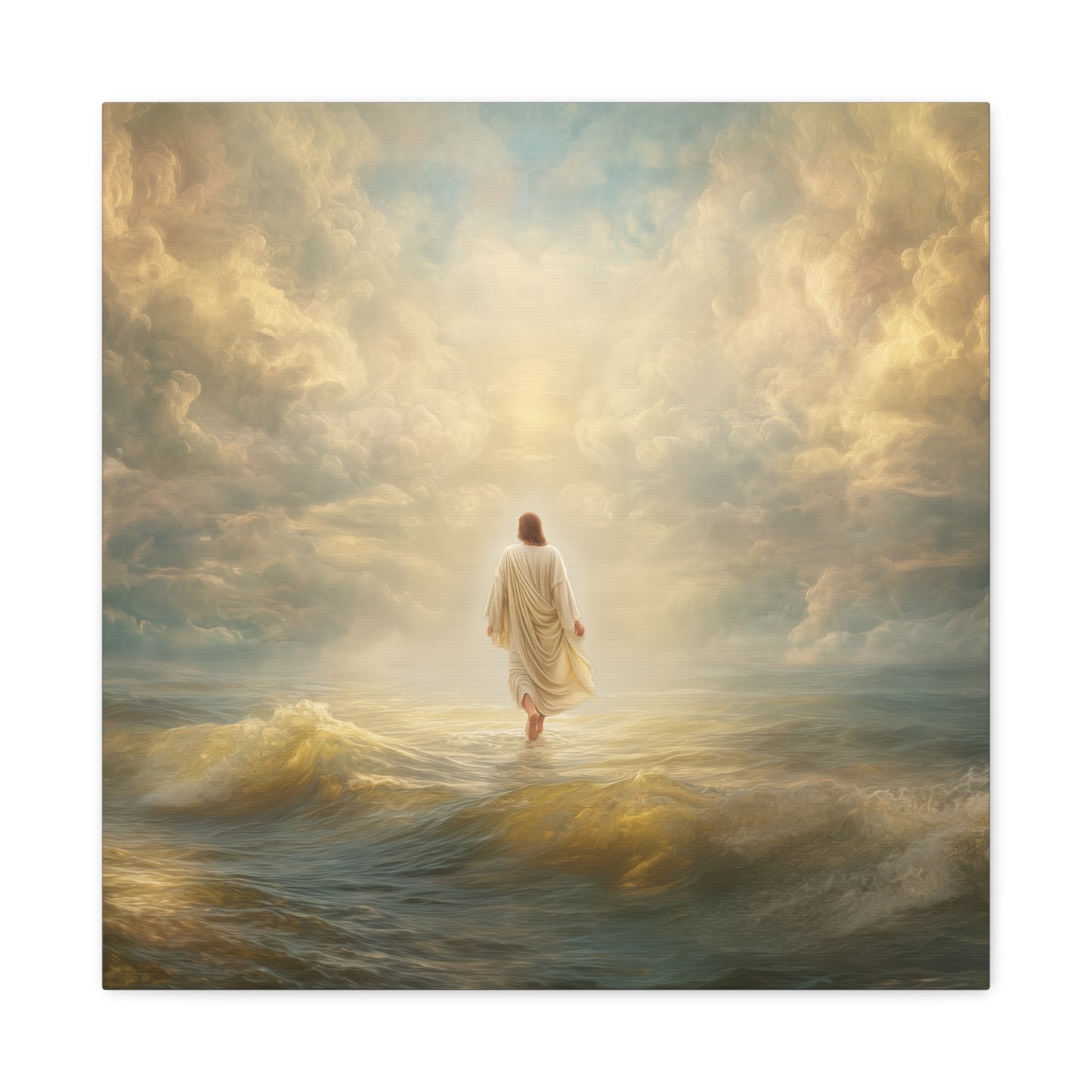Jesus Walking on Water - Canvas & Poster Print, Spiritual Wall Decor, Divine Light Modern Canvas Art, Religious Decor, Faith-Based Art, Christian Gift
