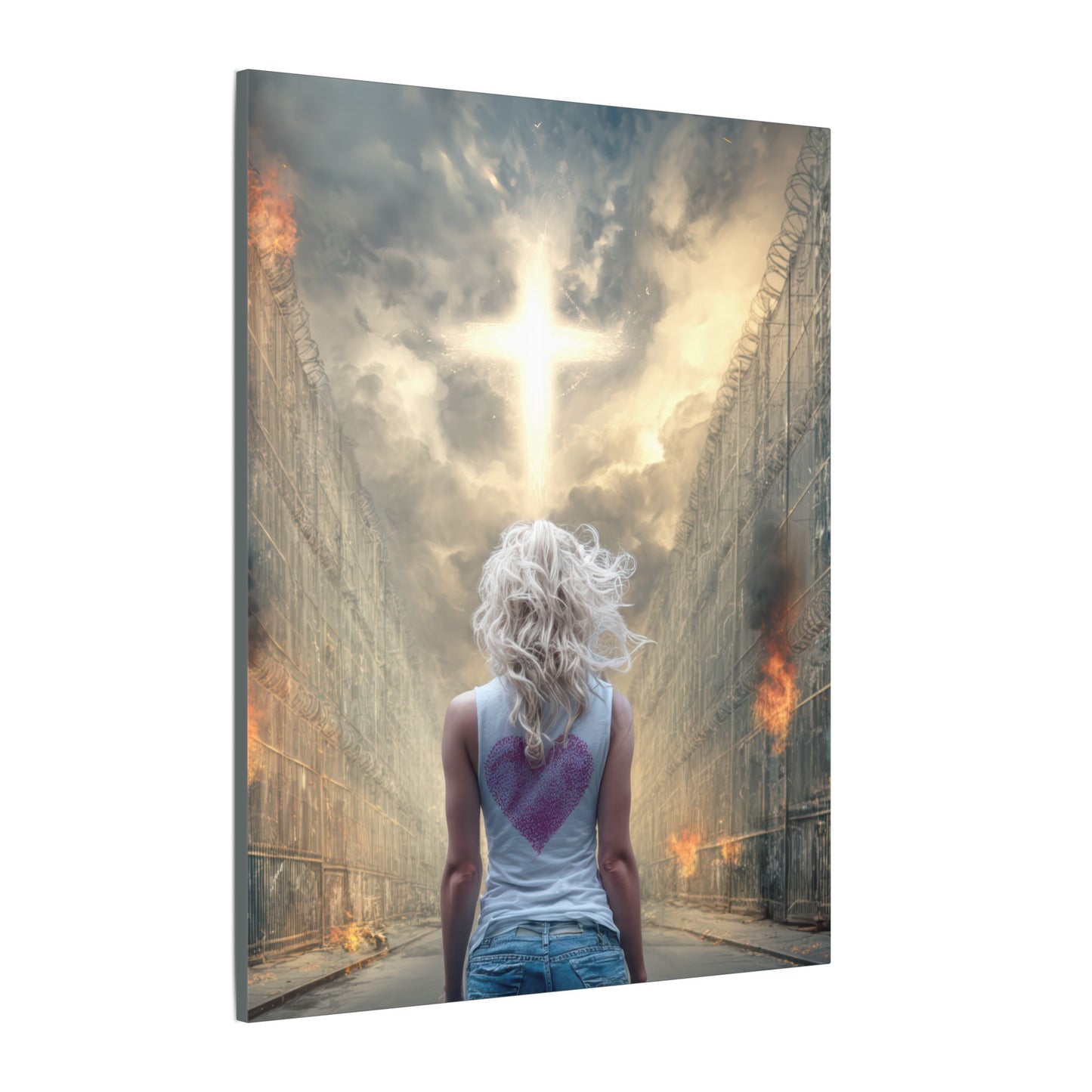 Walking through Hell for Love - Wall Art -Canvas and Poster Print, Christian Home Decor, Christian Art, Spiritual Gift, Modern Artwork