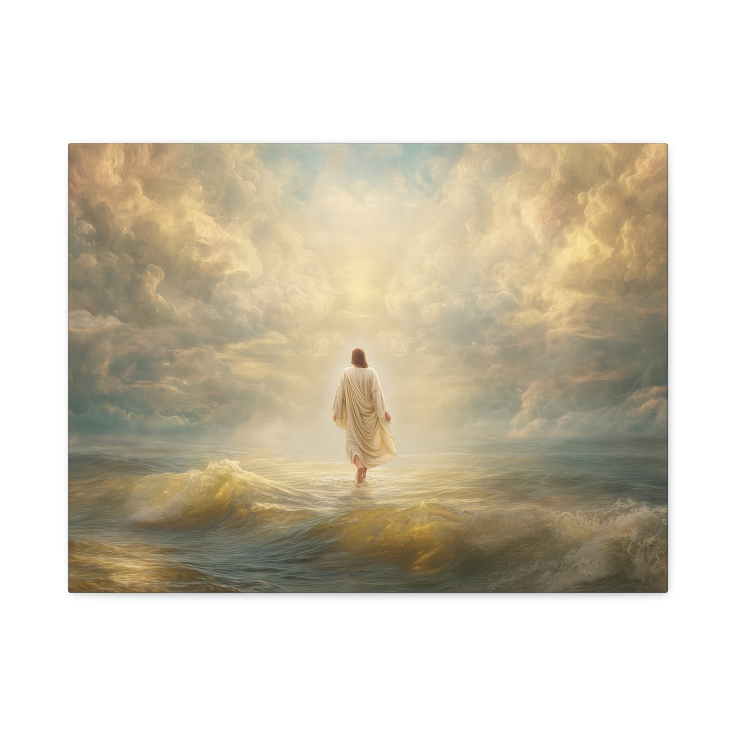 Jesus Walking on Water - Canvas & Poster Print, Spiritual Wall Decor, Divine Light Modern Canvas Art, Religious Decor, Faith-Based Art, Christian Gift