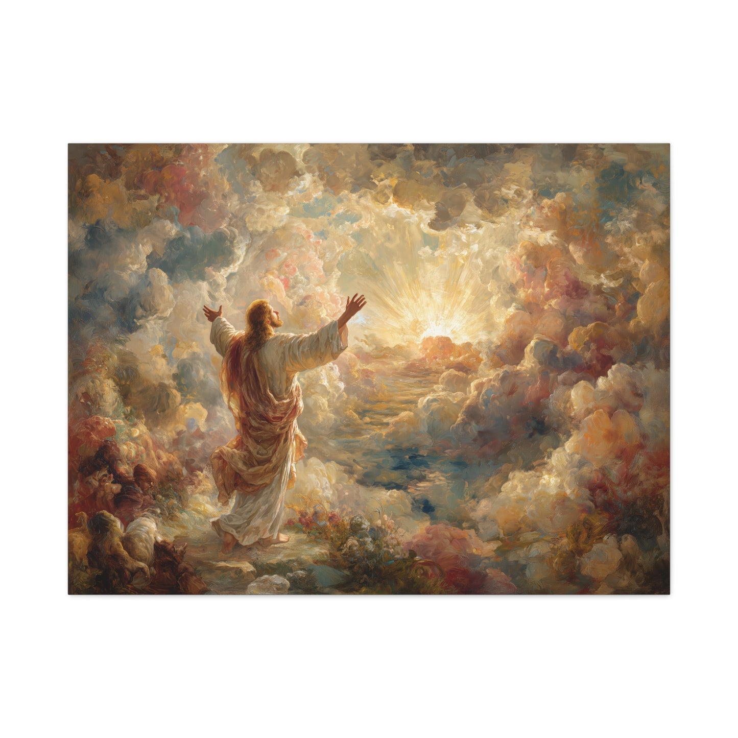 Jesus in Clouds Art - Canvas & Poster Print, Religious Decor, Christian Wall Art, Spiritual Home Decor, Faith-Based Gift Religious Gifts