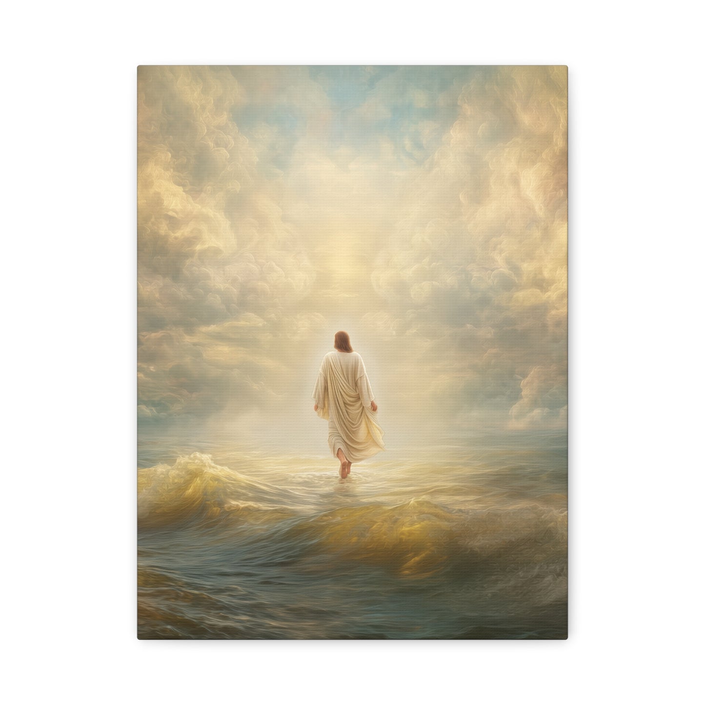 Jesus Walking on Water - Canvas & Poster Print, Spiritual Wall Decor, Divine Light Modern Canvas Art, Religious Decor, Faith-Based Art, Christian Gift