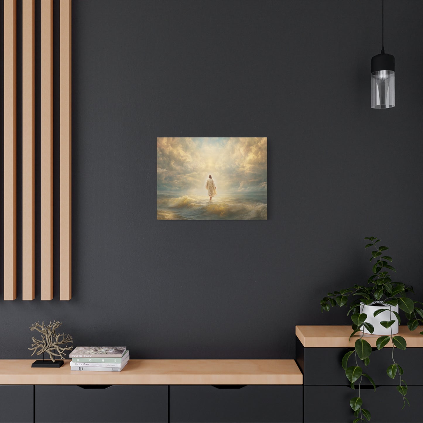 Jesus Walking on Water - Canvas & Poster Print, Spiritual Wall Decor, Divine Light Modern Canvas Art, Religious Decor, Faith-Based Art, Christian Gift