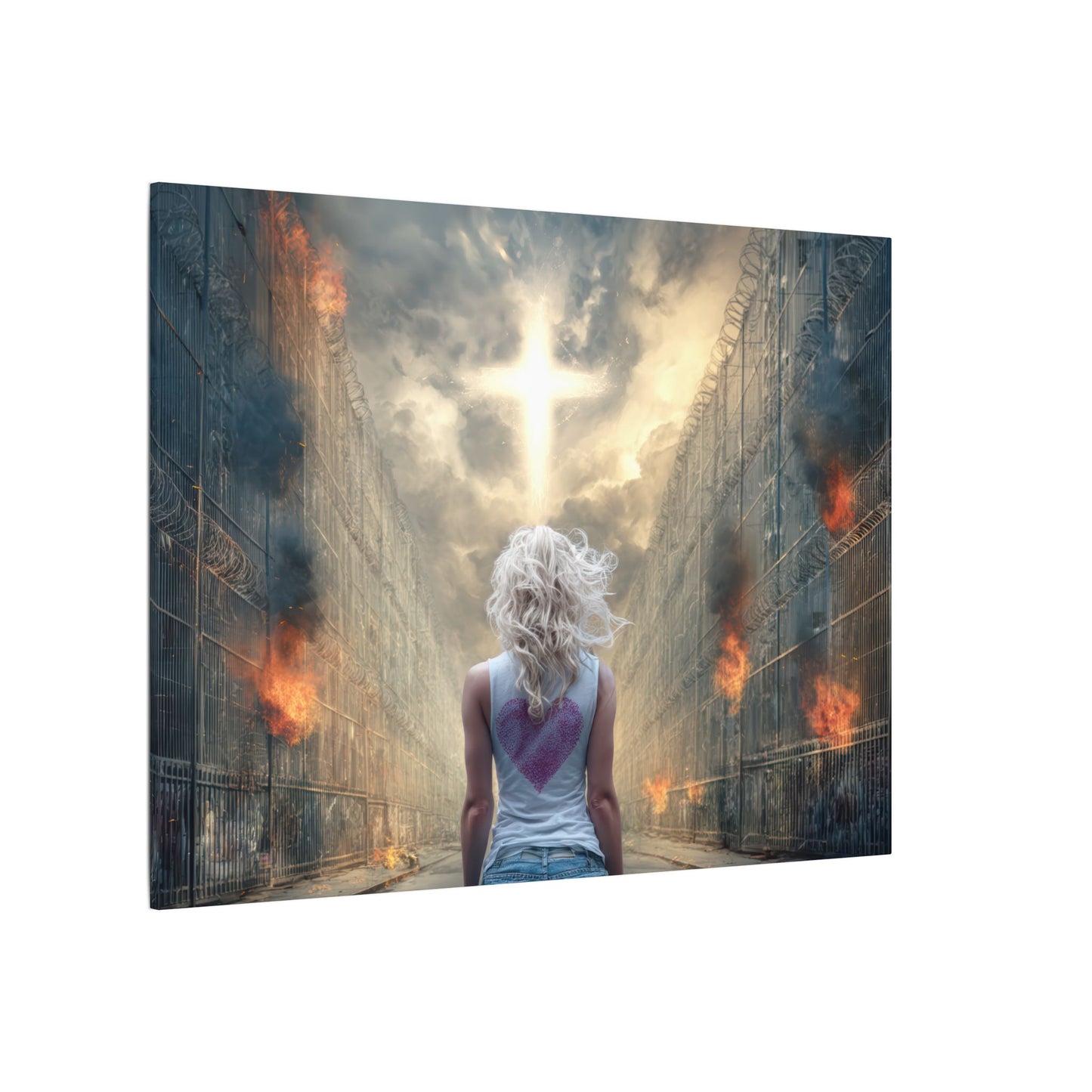 Walking through Hell for Love - Wall Art -Canvas and Poster Print, Christian Home Decor, Christian Art, Spiritual Gift, Modern Artwork