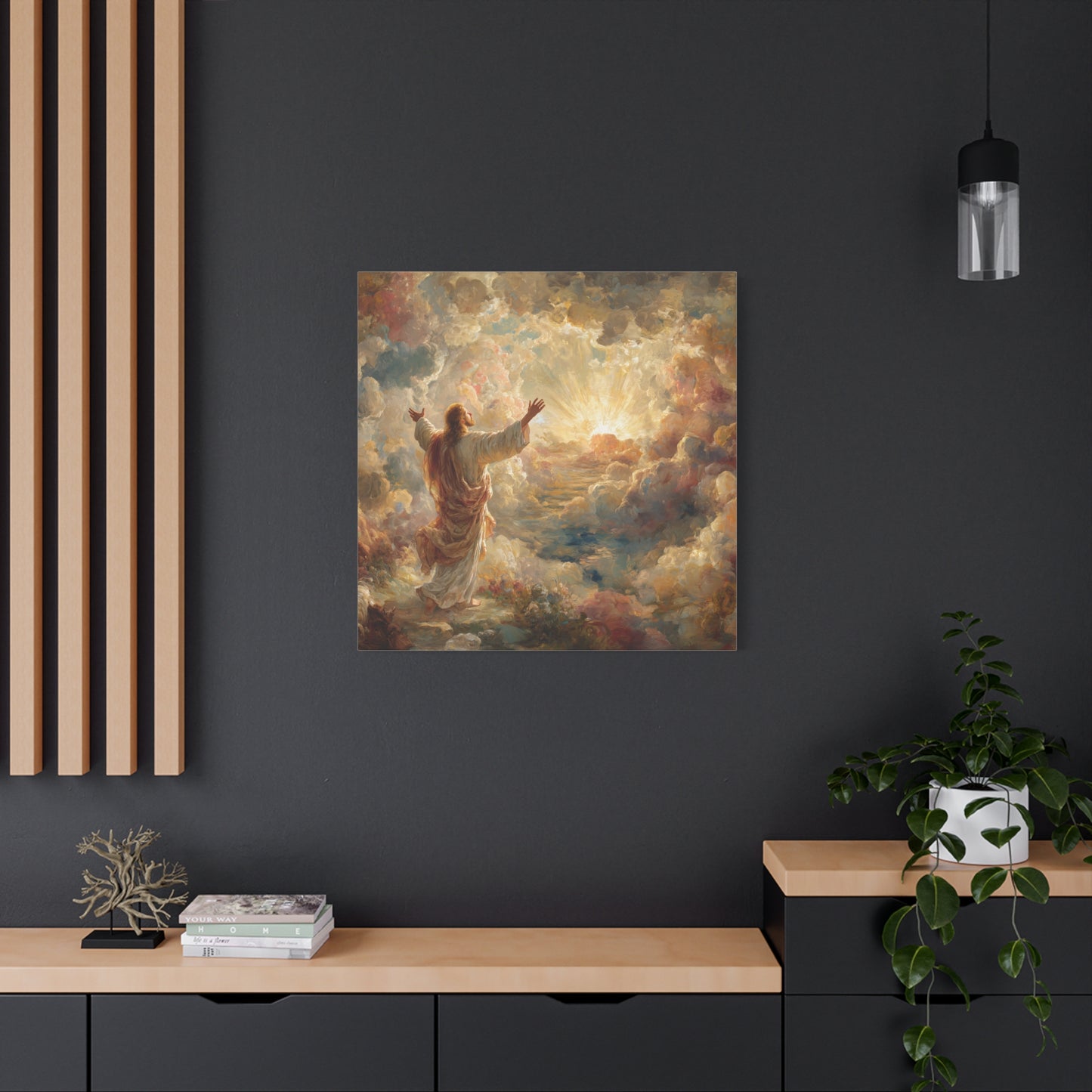 Jesus in Clouds Art - Canvas & Poster Print, Religious Decor, Christian Wall Art, Spiritual Home Decor, Faith-Based Gift Religious Gifts