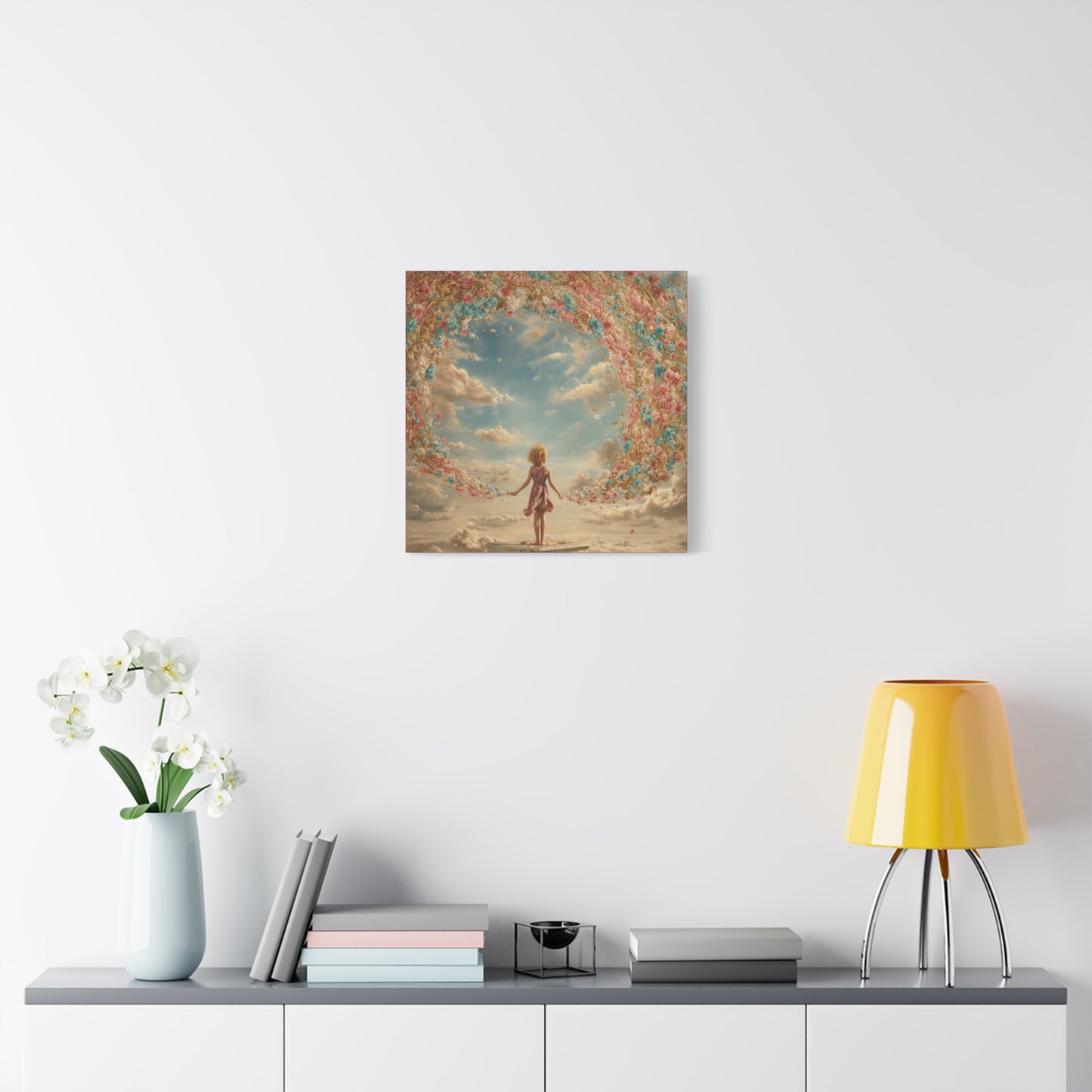 Little Girl with Flowers Art - Canvas & Poster Print, Kids Room Wall Art, Girls' Room, Children's room Decor, Baby Girl Gift, Dreamy Decor