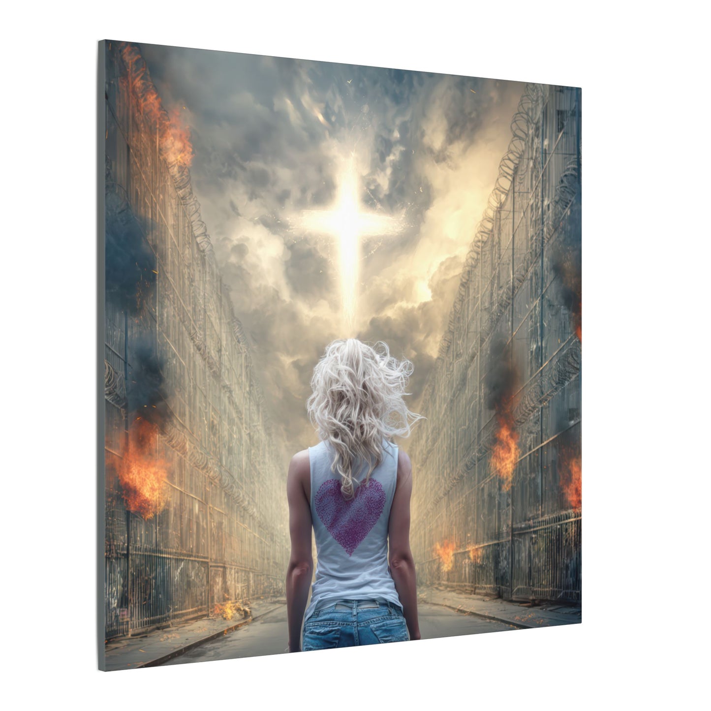 Walking through Hell for Love - Wall Art -Canvas and Poster Print, Christian Home Decor, Christian Art, Spiritual Gift, Modern Artwork