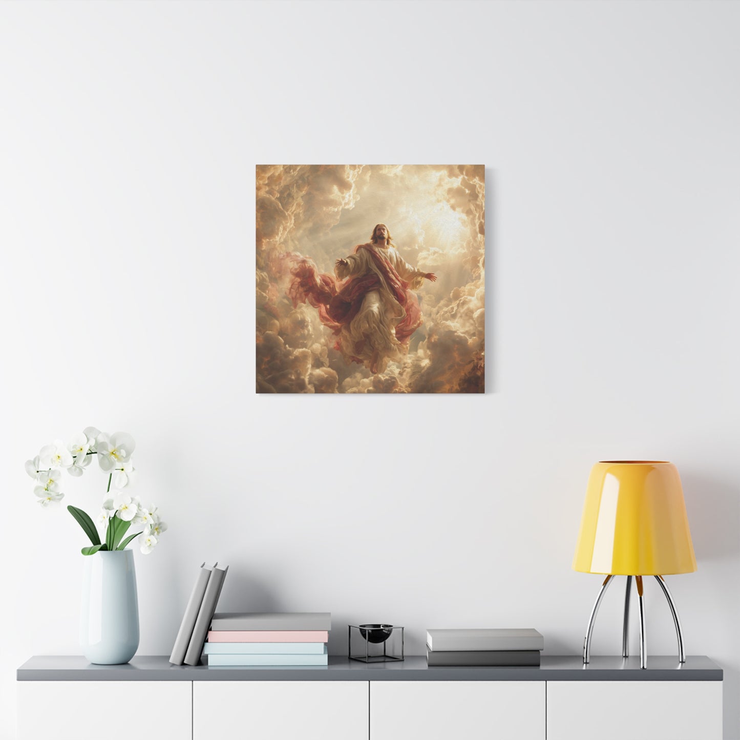 Power of Jesus Heavenly Art - Canvas & Poster, Jesus Descends in Clouds, Spiritual Wall Decor, Religious Home Decor, Faith-Based Art