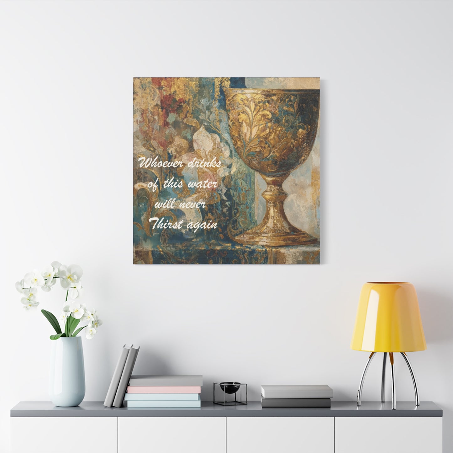 Bible Quote Art Print- Canvas and Poster, Jesus Chalice, Spiritual Home Decor, Faith-based artwork, Christian gift