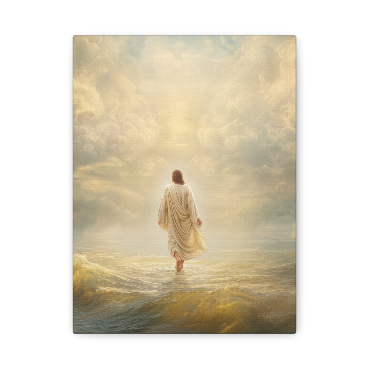 Jesus Walking on Water - Canvas & Poster Print, Spiritual Wall Decor, Divine Light Modern Canvas Art, Religious Decor, Faith-Based Art, Christian Gift
