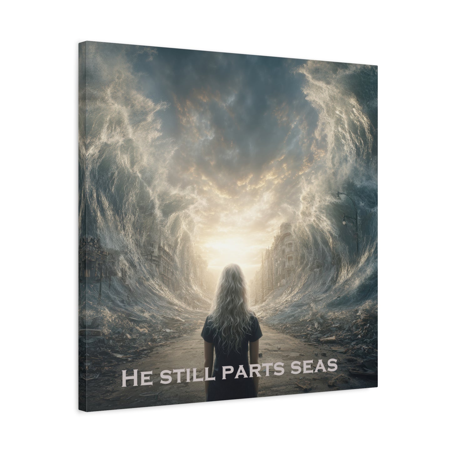 Moses Parting Red Sea Artwork - Canvas & Poster Print, Motivational Christian Art, Religious Decor, Spiritual Wall Art, Modern Christian Home Decor, Faith-Based Gift