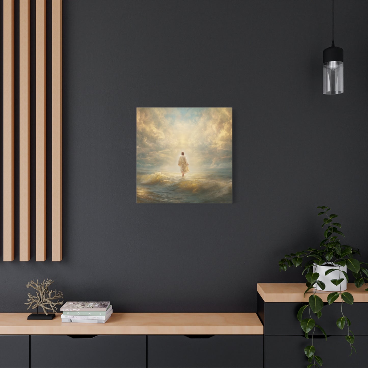 Jesus Walking on Water - Canvas & Poster Print, Spiritual Wall Decor, Divine Light Modern Canvas Art, Religious Decor, Faith-Based Art, Christian Gift