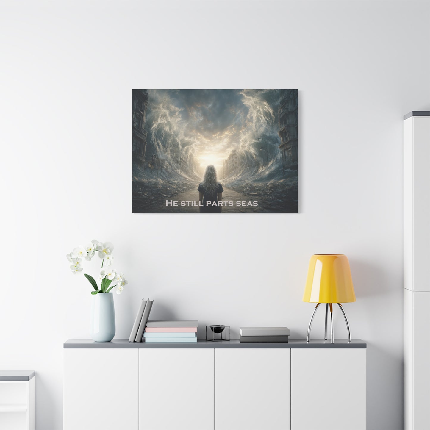 Moses Parting Red Sea Artwork - Canvas & Poster Print, Motivational Christian Art, Religious Decor, Spiritual Wall Art, Modern Christian Home Decor, Faith-Based Gift