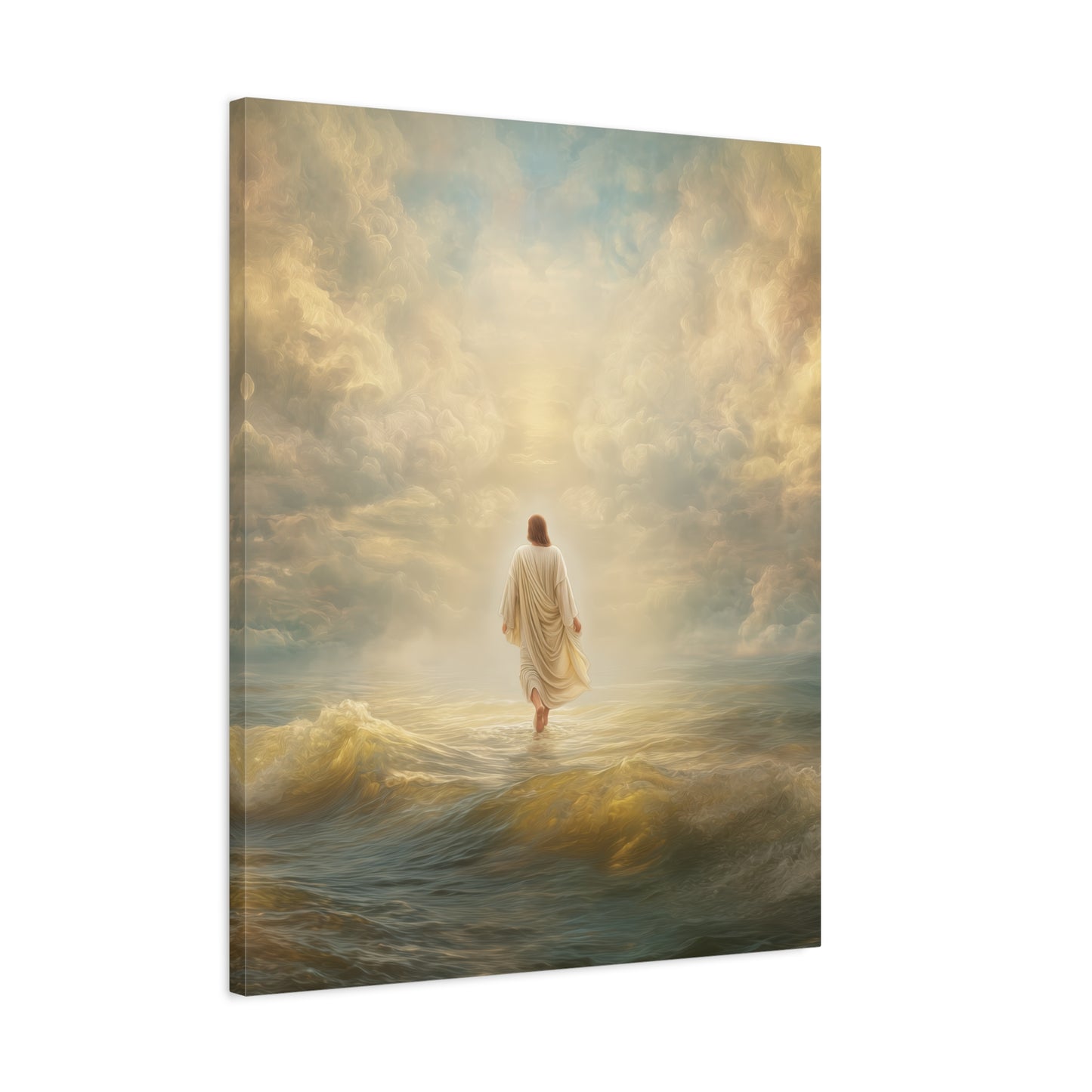 Jesus Walking on Water - Canvas & Poster Print, Spiritual Wall Decor, Divine Light Modern Canvas Art, Religious Decor, Faith-Based Art, Christian Gift