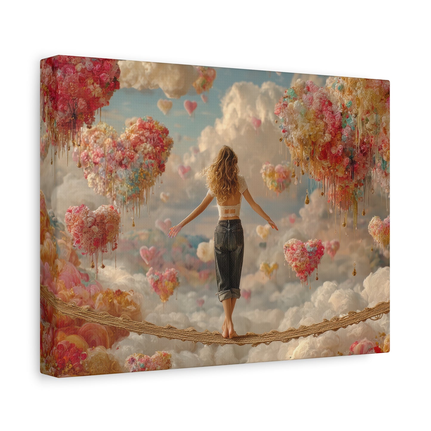 Heart-themed Artwork - Canvas & Poster Prints, Dreamy Heart Cloud Landscape, Whimsical Nursery Decor, Kids Room Wall Art, Girls' Room Art, Baby Girl Gift