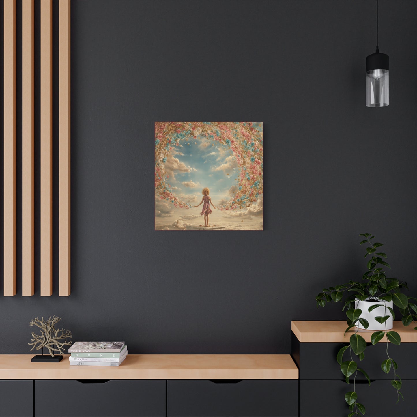 Little Girl with Flowers Art - Canvas & Poster Print, Kids Room Wall Art, Girls' Room, Children's room Decor, Baby Girl Gift, Dreamy Decor
