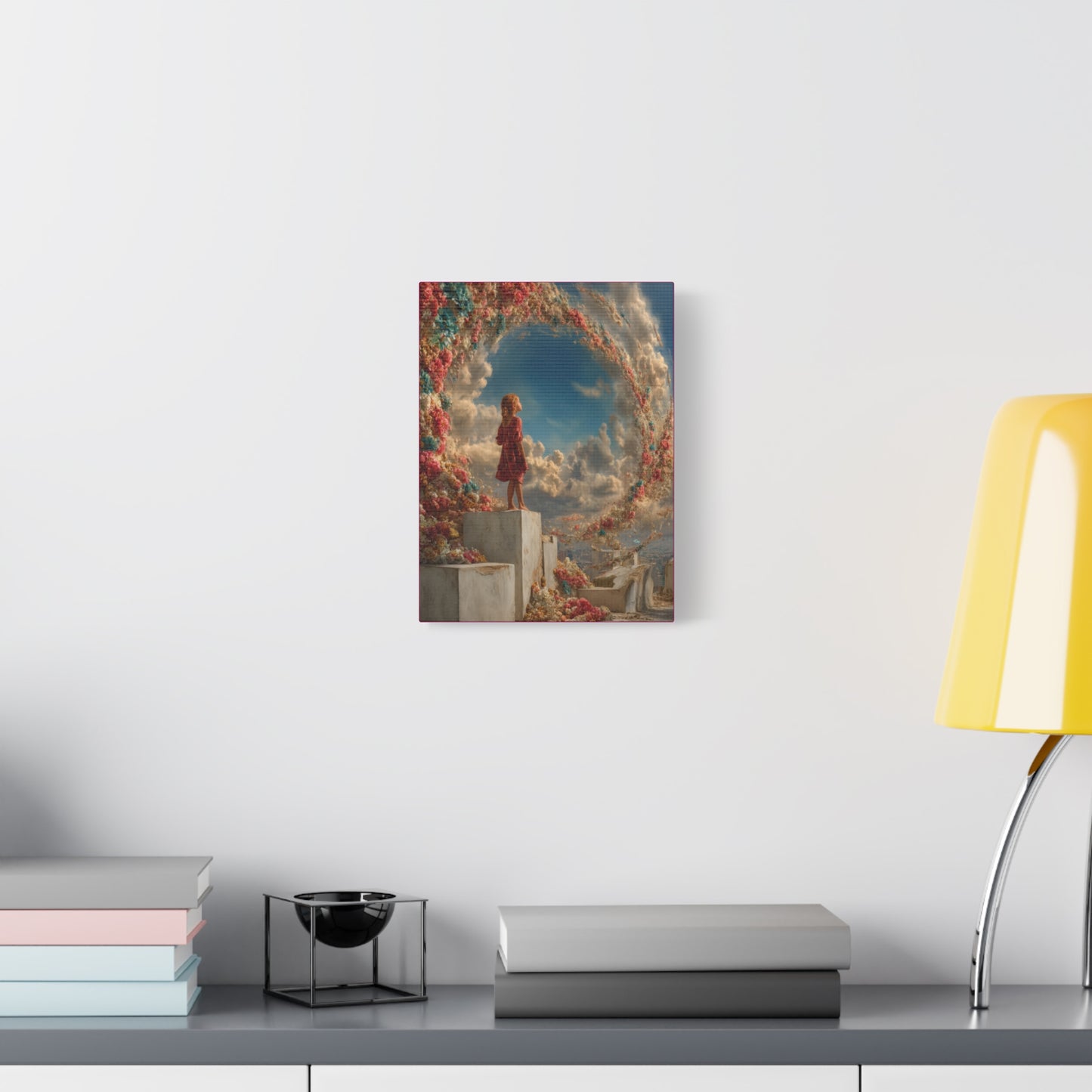 Swirling Flowers Art - Canvas & Poster Prints, Little Girl with Flowers Canvas Art, Kids Room Wall Art, Girls' Room, Children's Bedroom Decoration, Baby Girl Gift