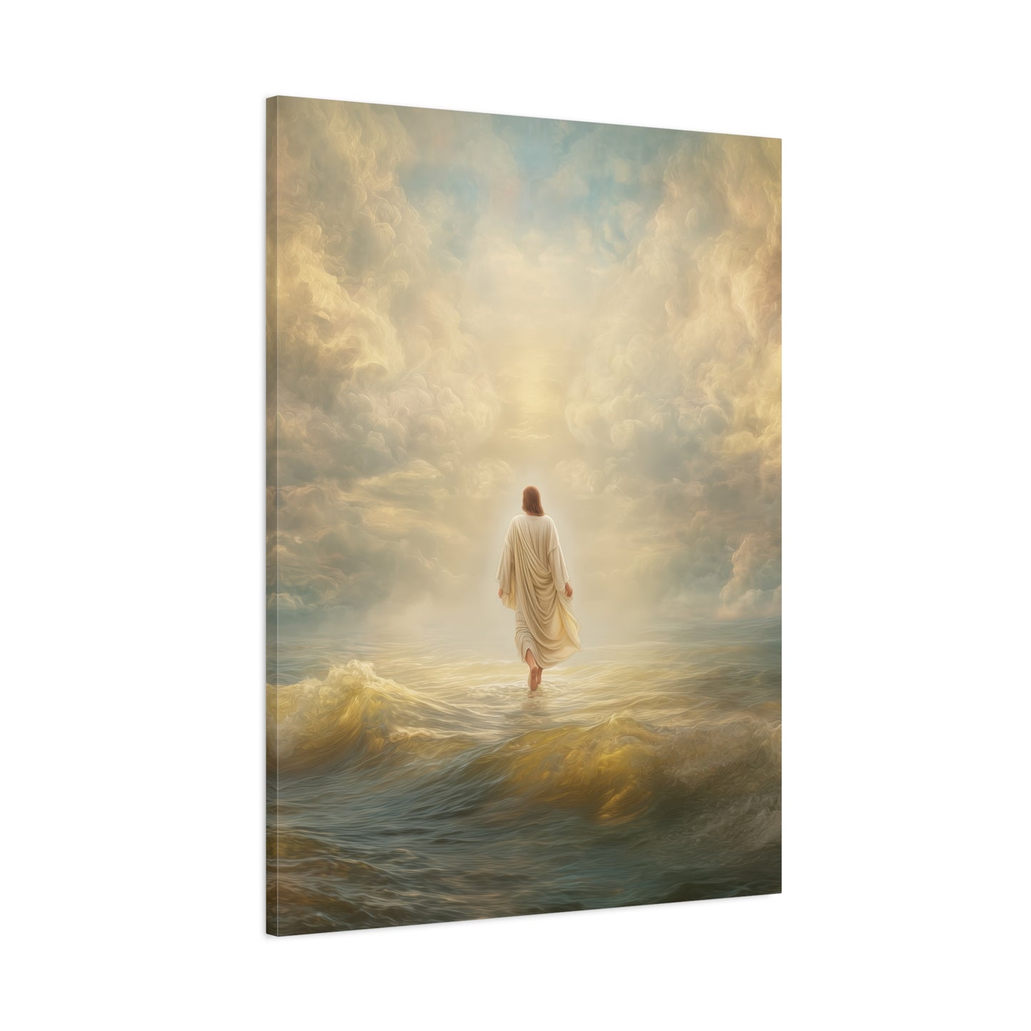 Jesus Walking on Water - Canvas & Poster Print, Spiritual Wall Decor, Divine Light Modern Canvas Art, Religious Decor, Faith-Based Art, Christian Gift