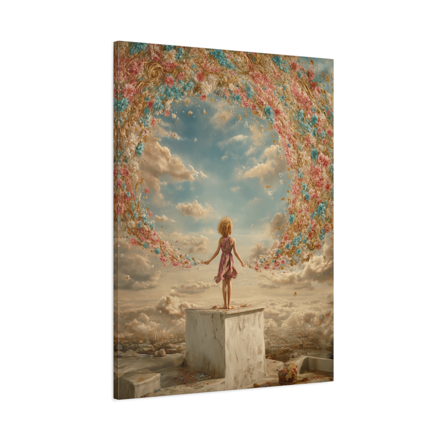 Little Girl with Flowers Art - Canvas & Poster Print, Kids Room Wall Art, Girls' Room, Children's room Decor, Baby Girl Gift, Dreamy Decor