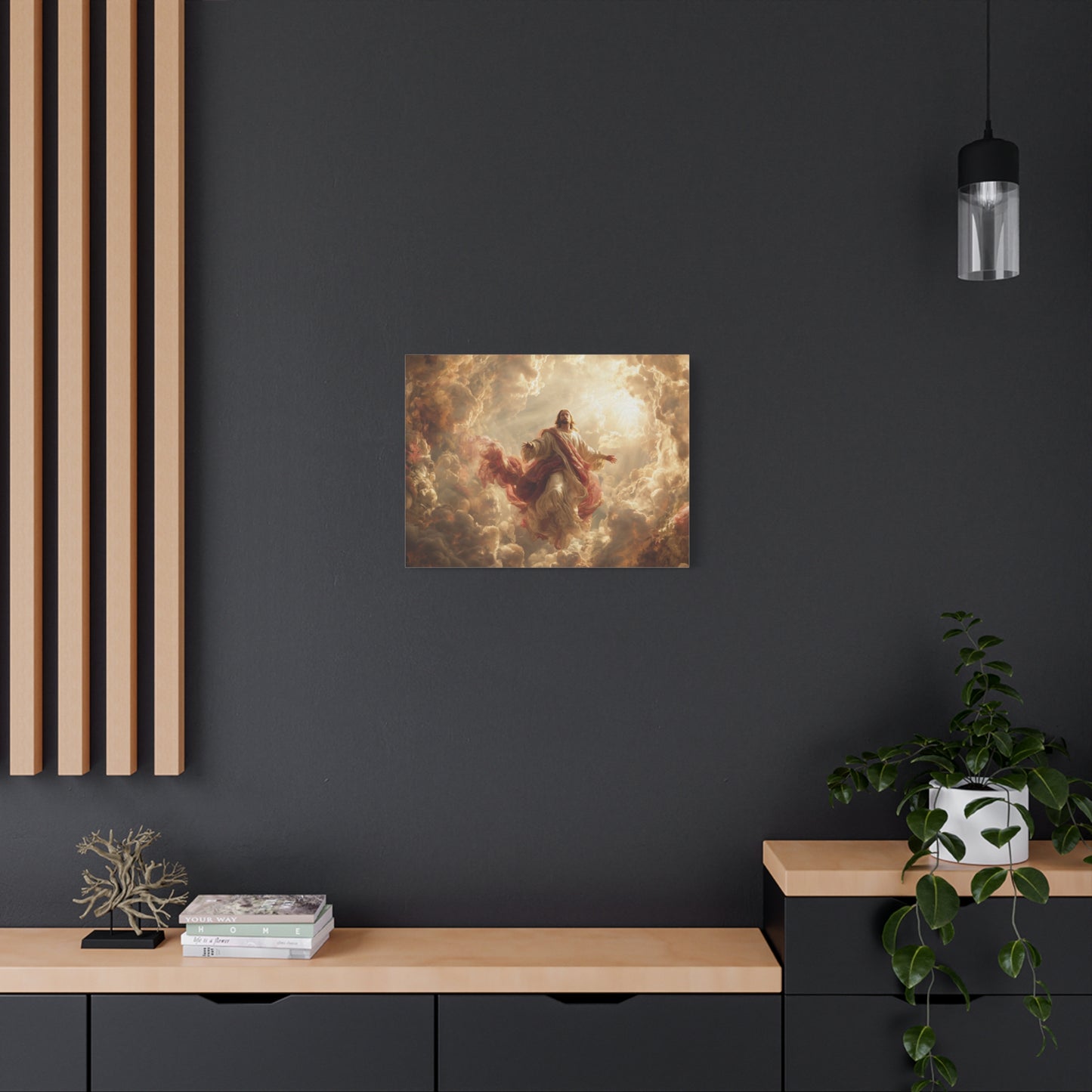 Power of Jesus Heavenly Art - Canvas & Poster, Jesus Descends in Clouds, Spiritual Wall Decor, Religious Home Decor, Faith-Based Art
