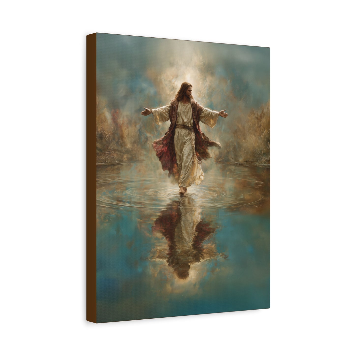 Jesus Walking on Water - Canvas & Poster Prints, Spiritual Wall Decor, Divine Light Modern Canvas Art, Religious Decor, Faith-Based Art, Christian Gift