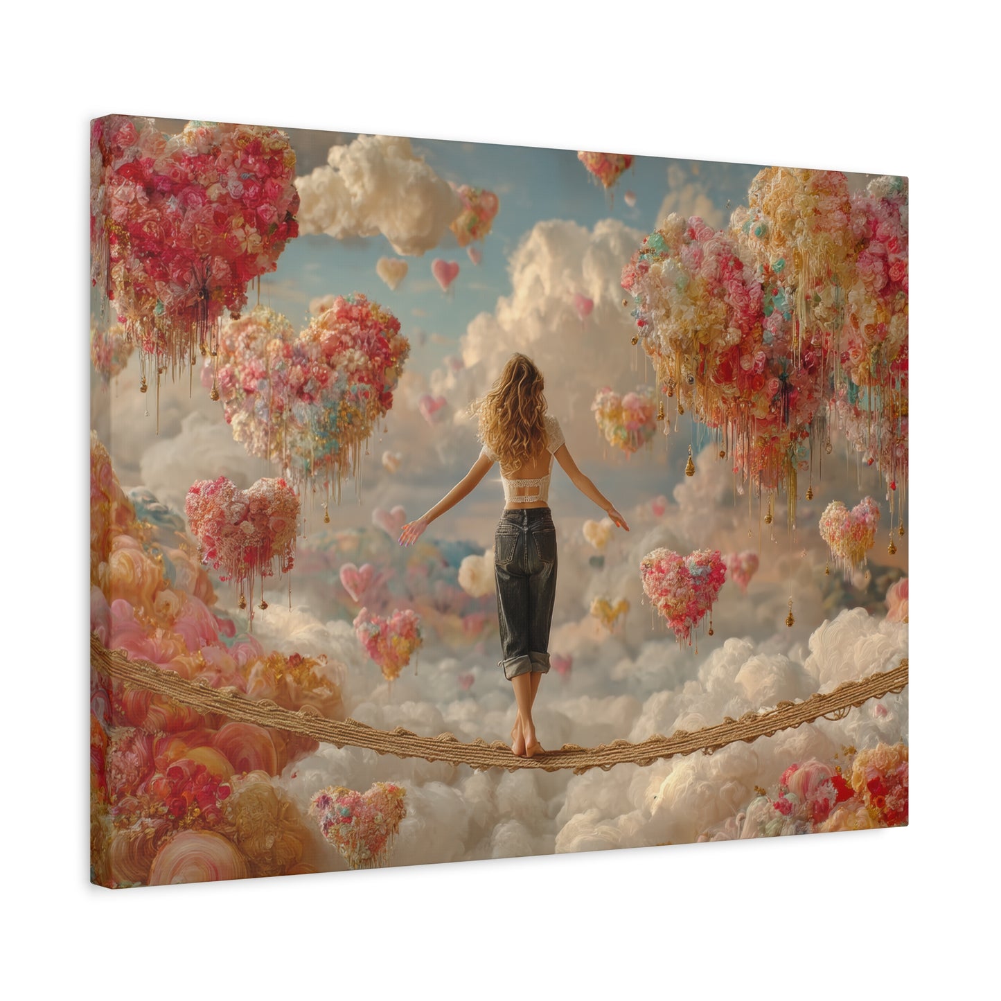 Heart-themed Artwork - Canvas & Poster Prints, Dreamy Heart Cloud Landscape, Whimsical Nursery Decor, Kids Room Wall Art, Girls' Room Art, Baby Girl Gift