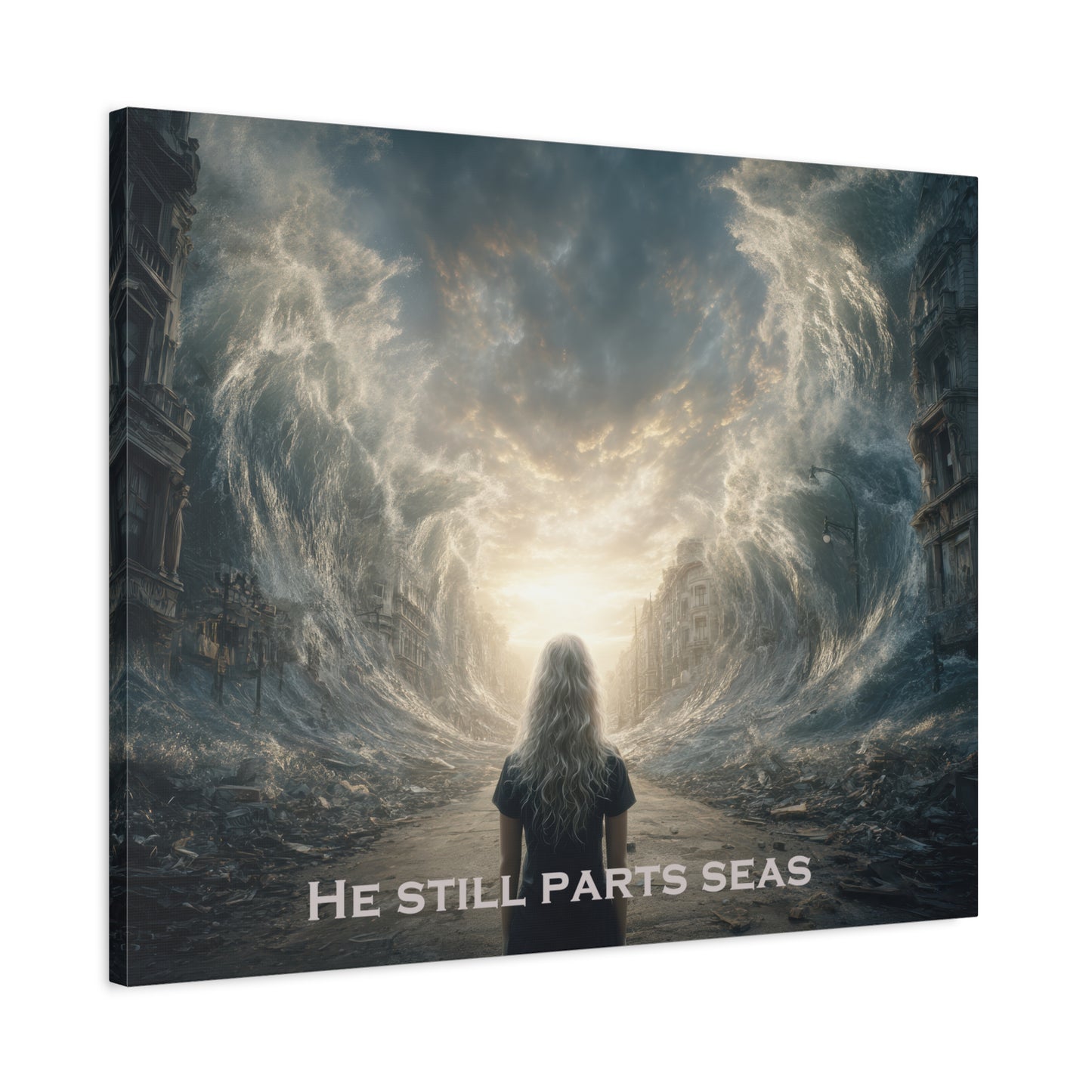 Moses Parting Red Sea Artwork - Canvas & Poster Print, Motivational Christian Art, Religious Decor, Spiritual Wall Art, Modern Christian Home Decor, Faith-Based Gift
