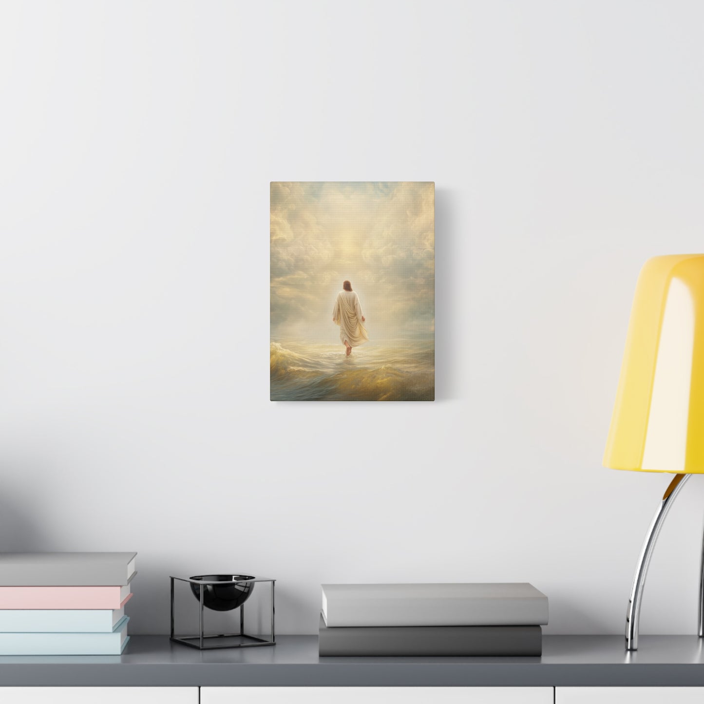 Jesus Walking on Water - Canvas & Poster Print, Spiritual Wall Decor, Divine Light Modern Canvas Art, Religious Decor, Faith-Based Art, Christian Gift