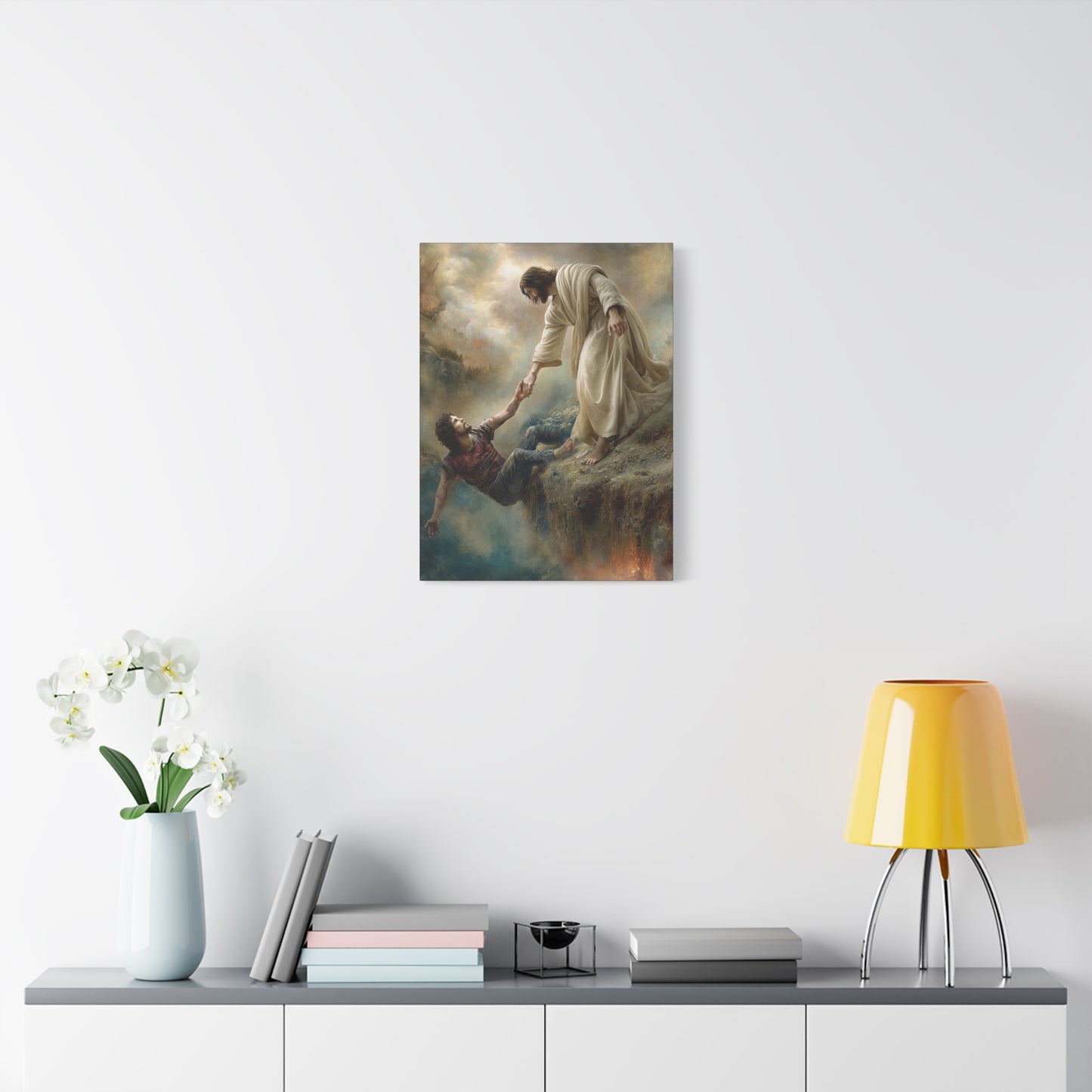 Jesus Saving Man from Pit - Canvas and Poster Print, Faith-Based Decor, Spiritual Wall Art, Religious Gift, Christian Home Decor, Biblical Wall Hanging