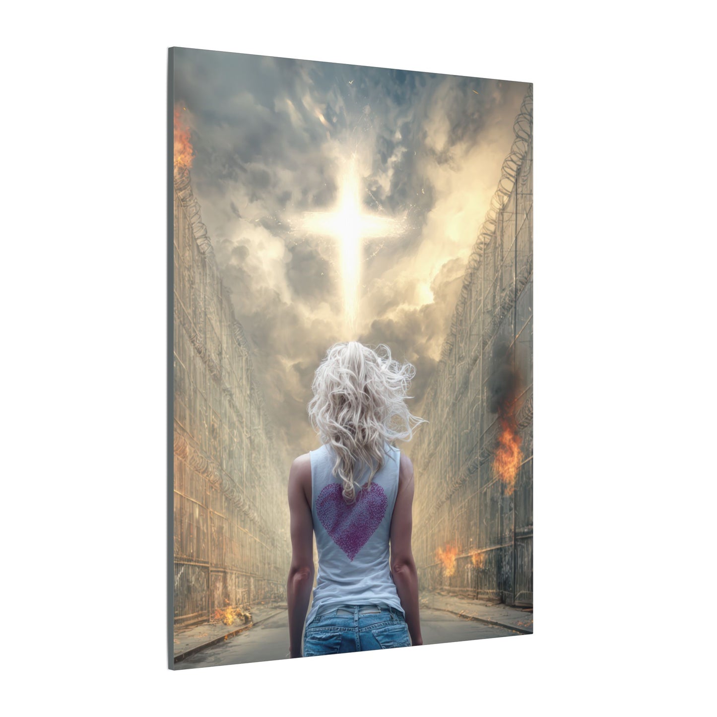 Walking through Hell for Love - Wall Art -Canvas and Poster Print, Christian Home Decor, Christian Art, Spiritual Gift, Modern Artwork
