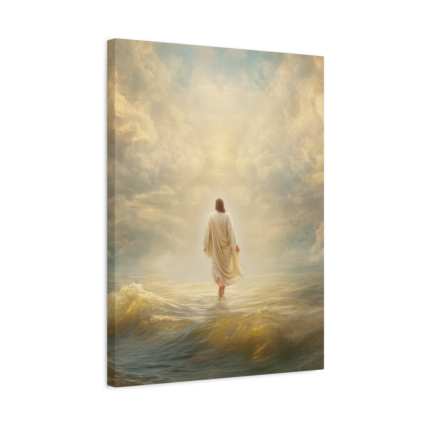Jesus Walking on Water - Canvas & Poster Print, Spiritual Wall Decor, Divine Light Modern Canvas Art, Religious Decor, Faith-Based Art, Christian Gift