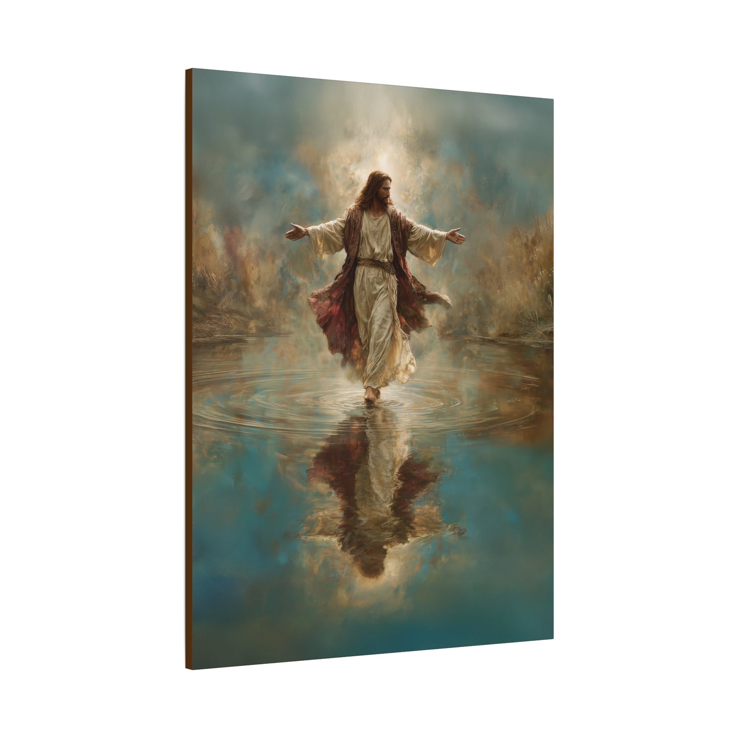 Jesus Walking on Water - Canvas & Poster Prints, Spiritual Wall Decor, Divine Light Modern Canvas Art, Religious Decor, Faith-Based Art, Christian Gift